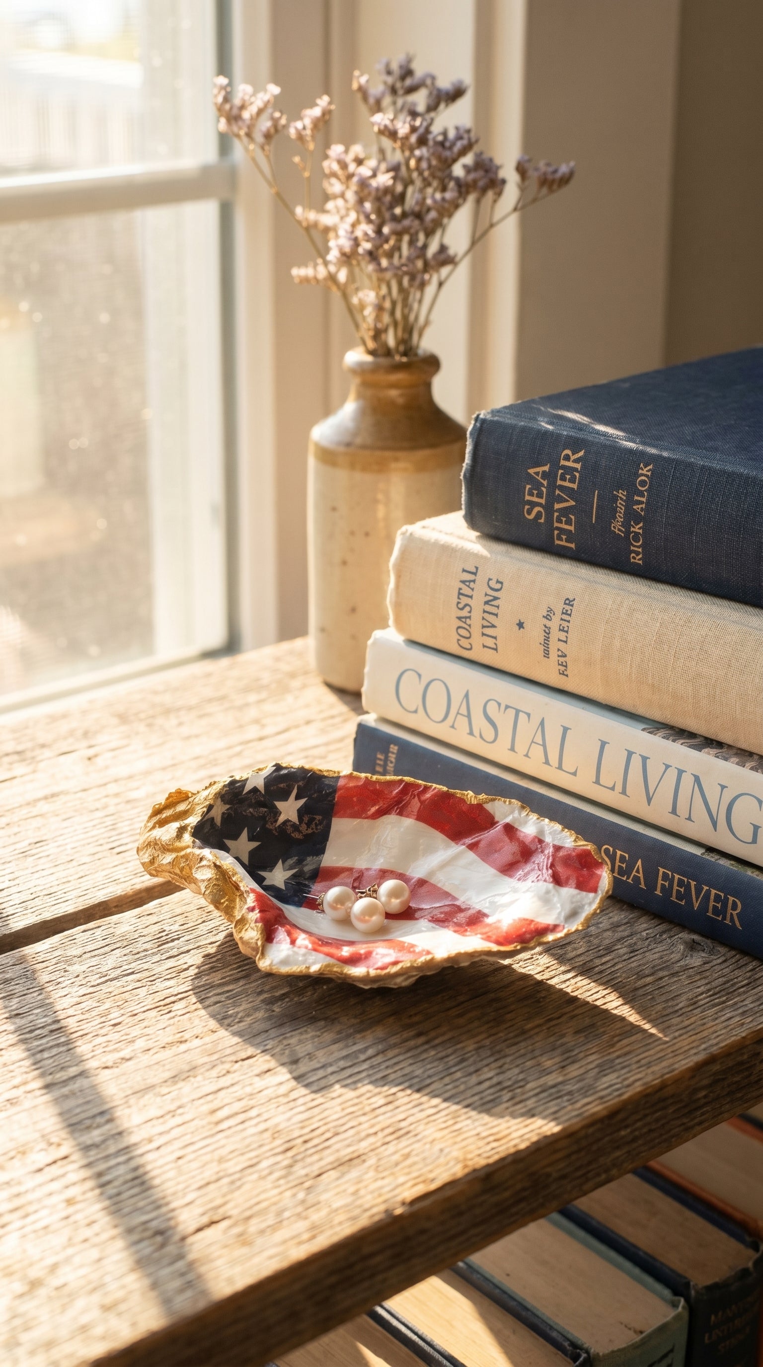 Old Glory- Gilded Oyster Trinket Dish