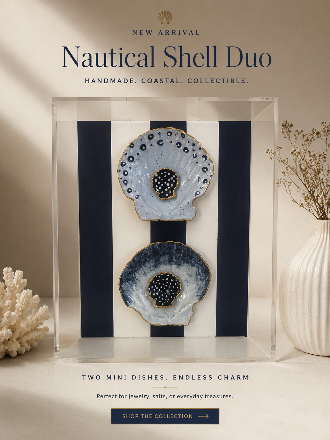 Nautical Shell Duo- Gilded Shell Shadowbox