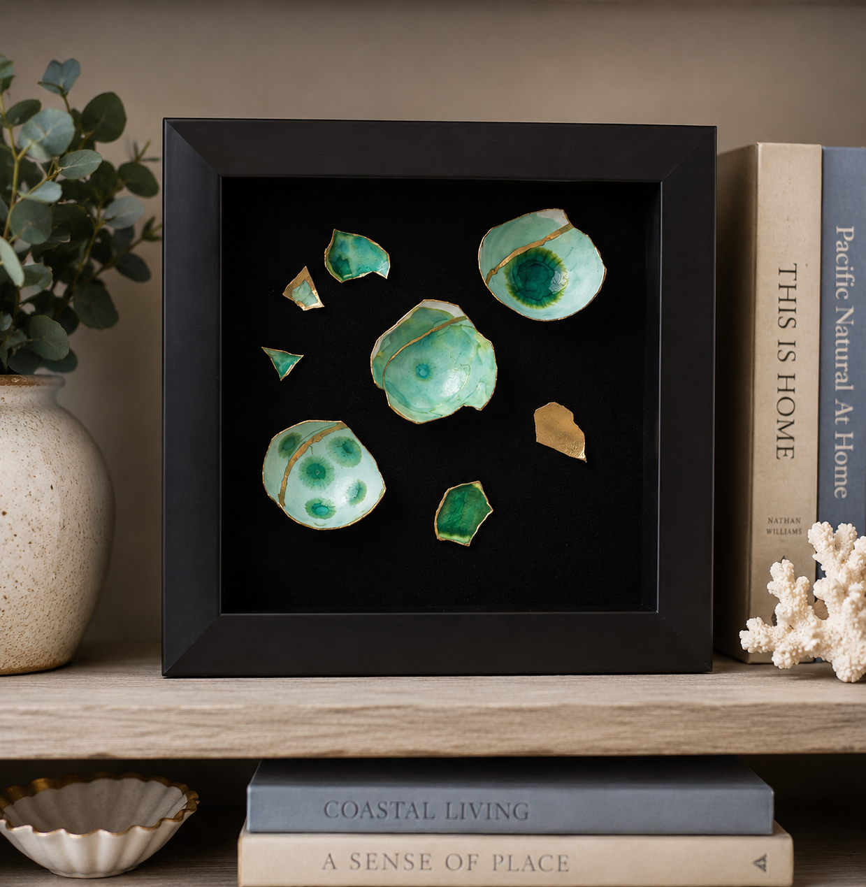 Title: Golden Reef – Gilded Eggshell Kintsugi