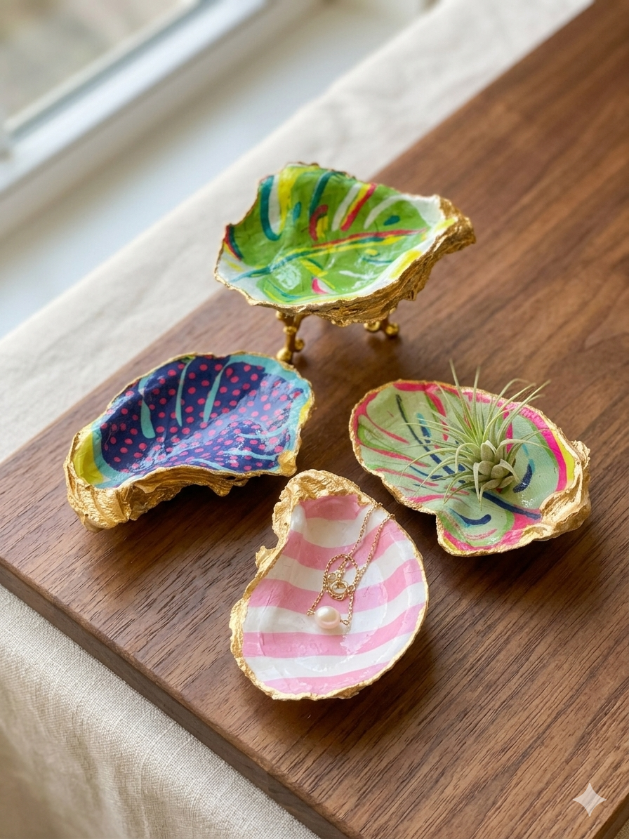 The Monstera Collection-Gilded Oyster Trinket Dish