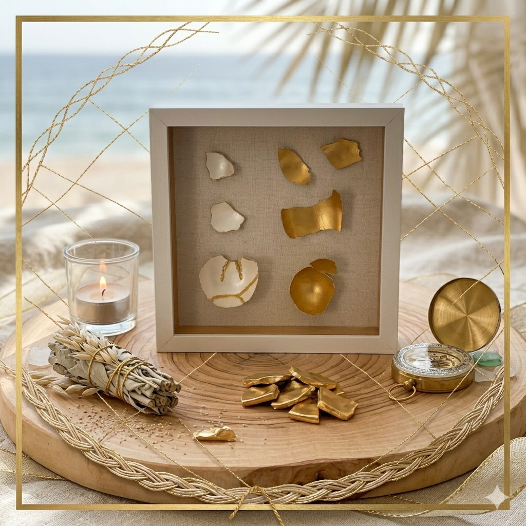 Kintsugi Goose Egg Shadow Box-Gilded Eggshell Kintsugi