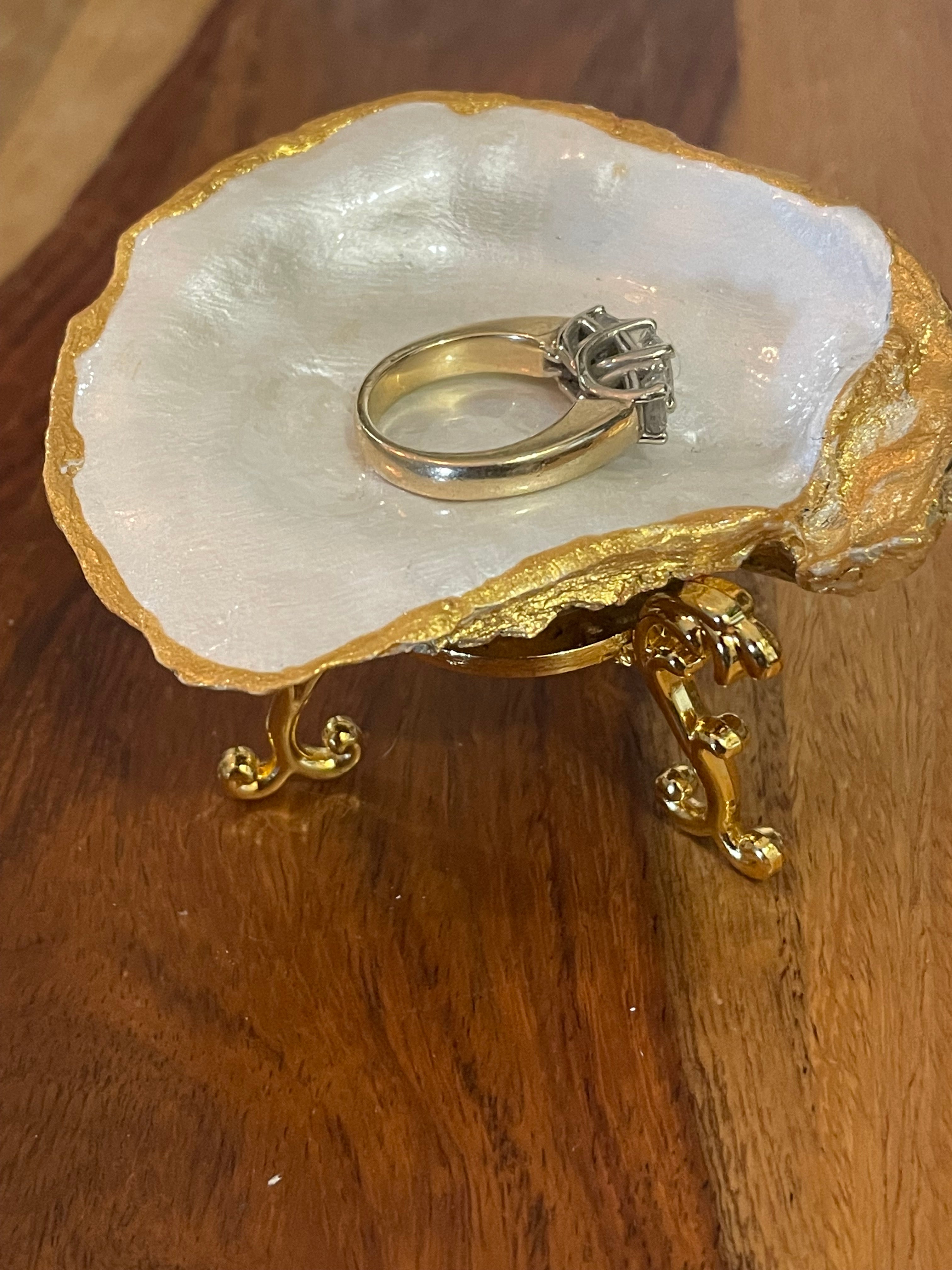 Pearly Girlie-Gilded Oyster Trinket Dish