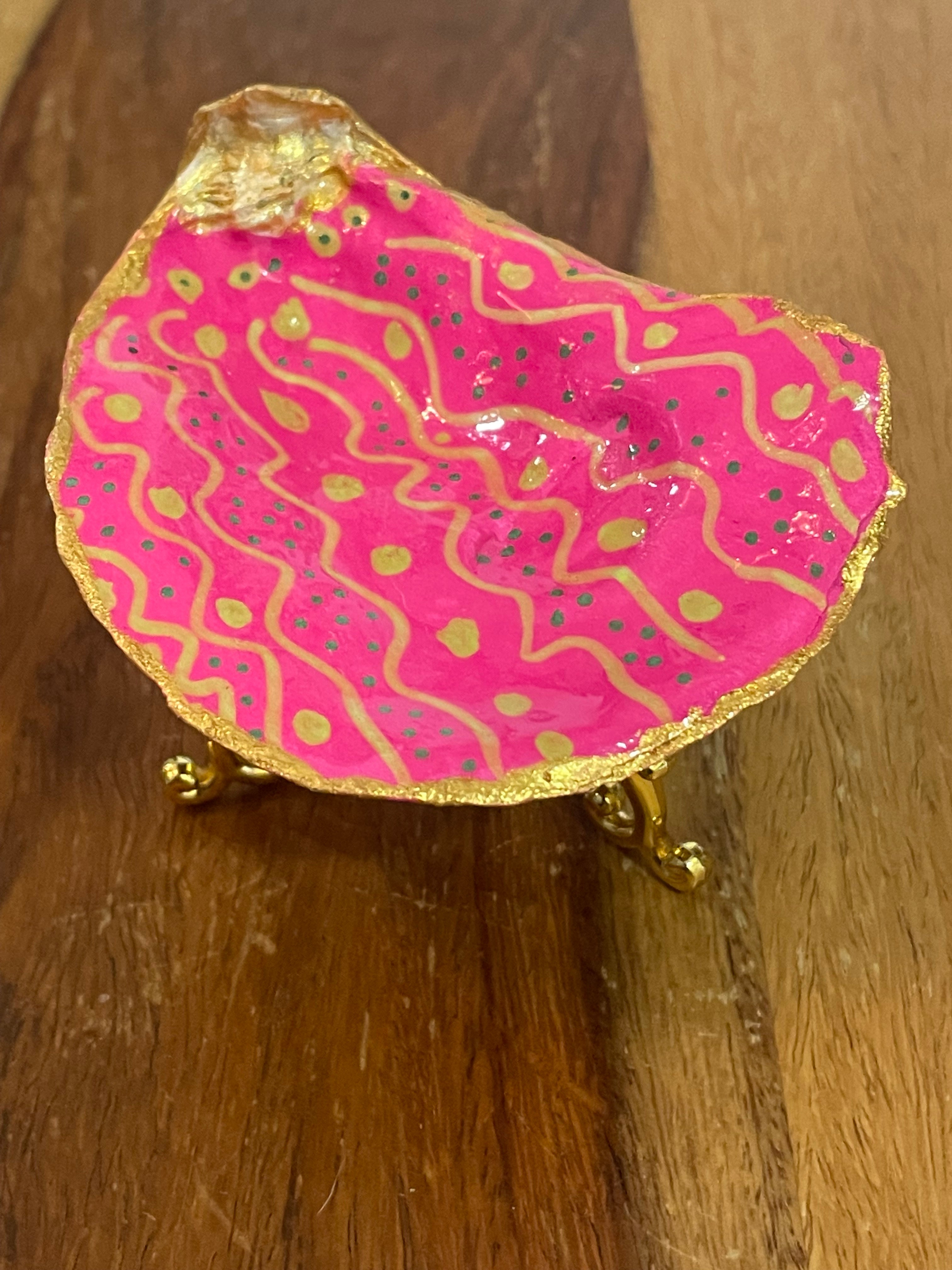 Gilded oyster trinket Pink Paradise coastal gift by The Golden Shoreline