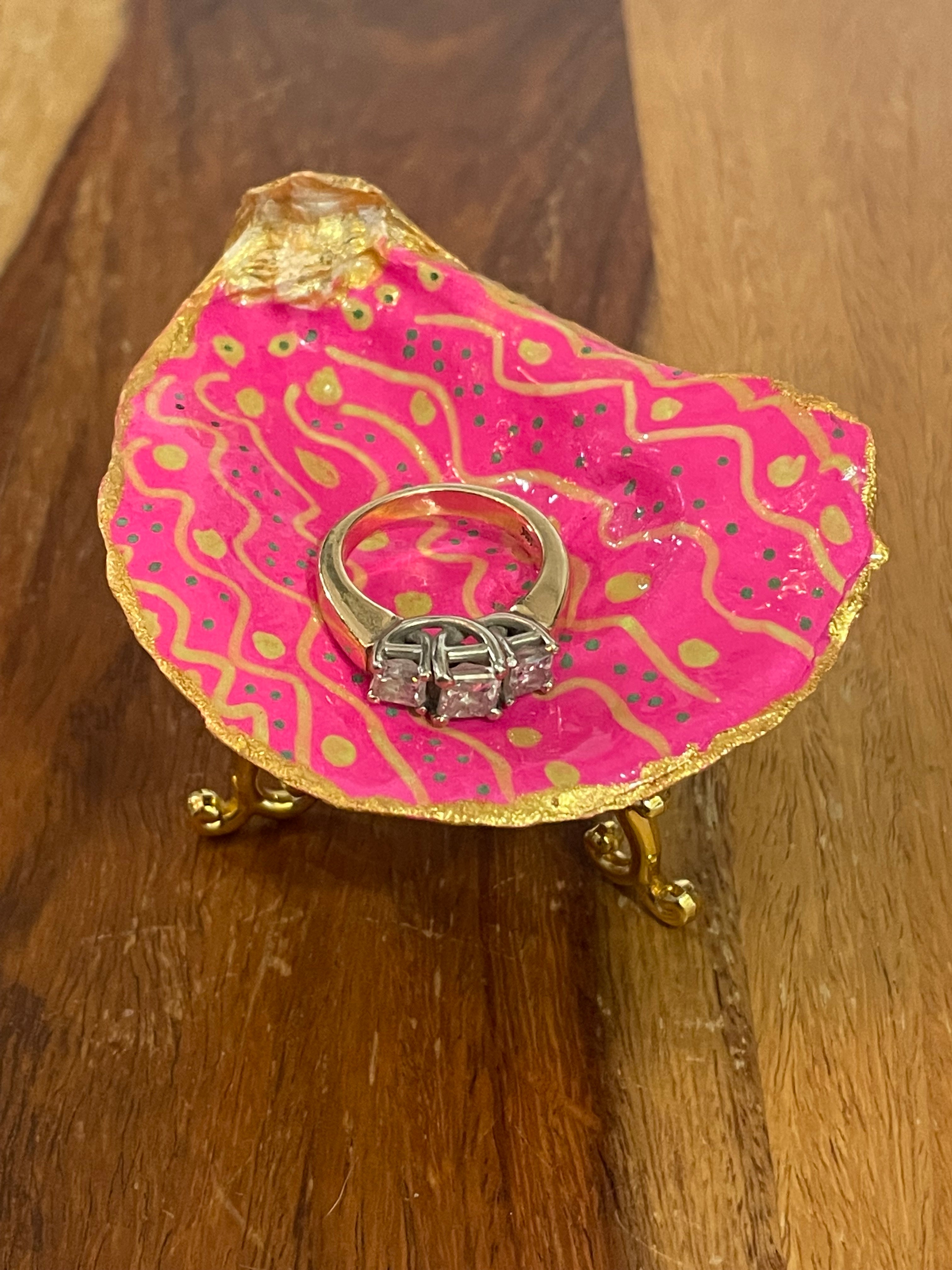 Pink Paradise-Gilded Oyster Trinket Dish