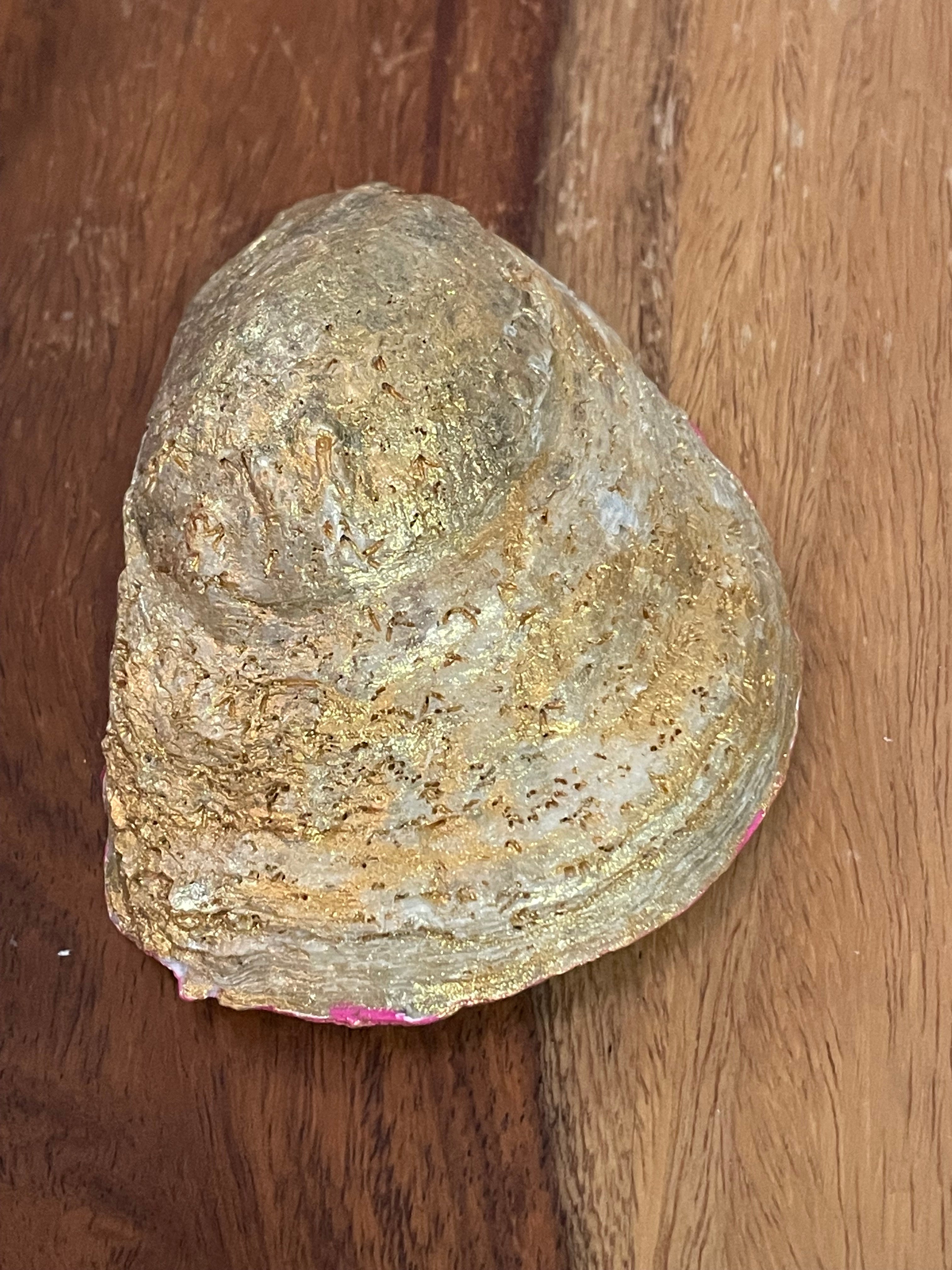 Midnight Palms-Gilded Oyster Trinket Dish