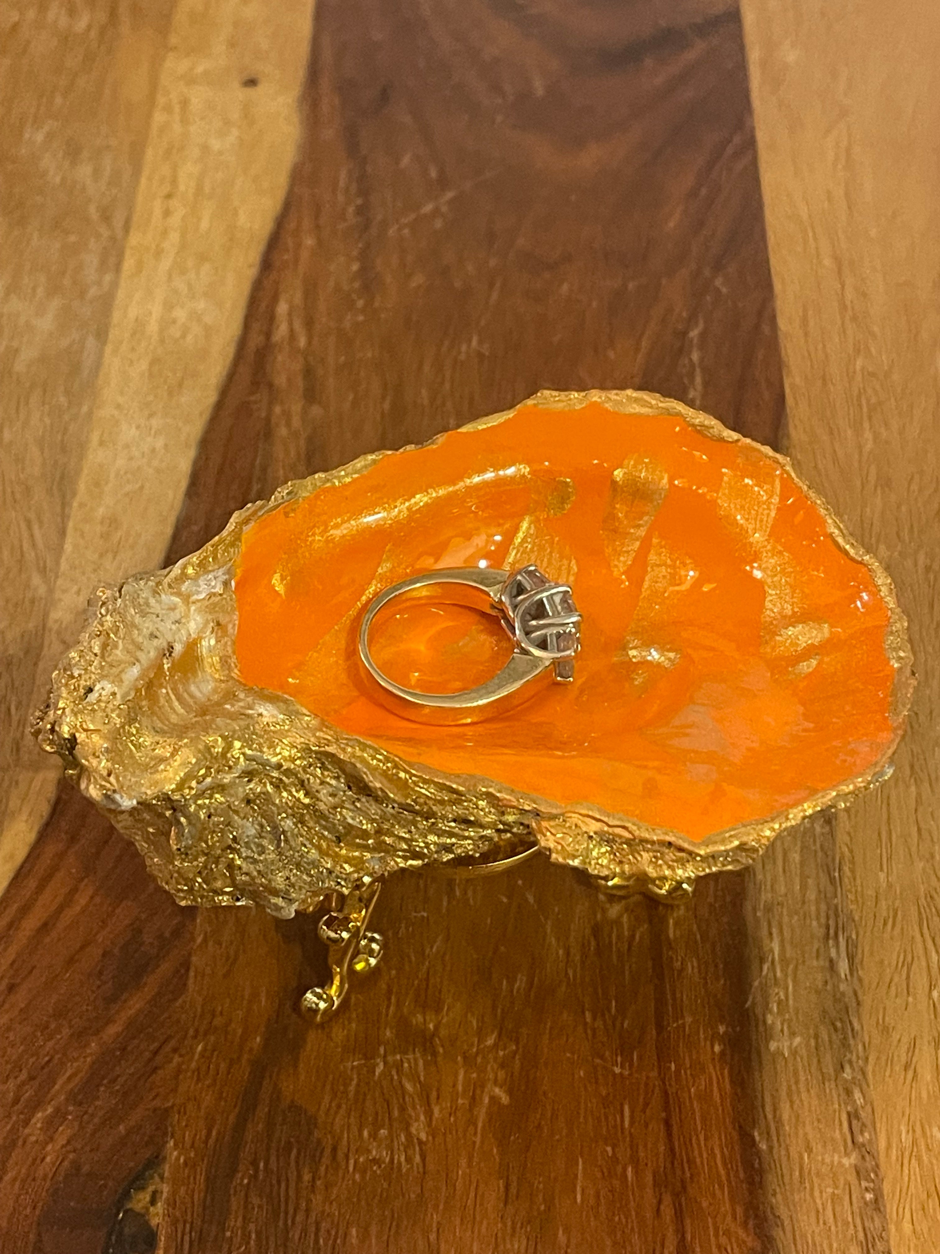 Sunkissed Citrus-Gilded Oyster Trinket Dish