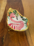 Gilded oyster trinket dish Flamingo Fancy design by The Golden Shoreline"