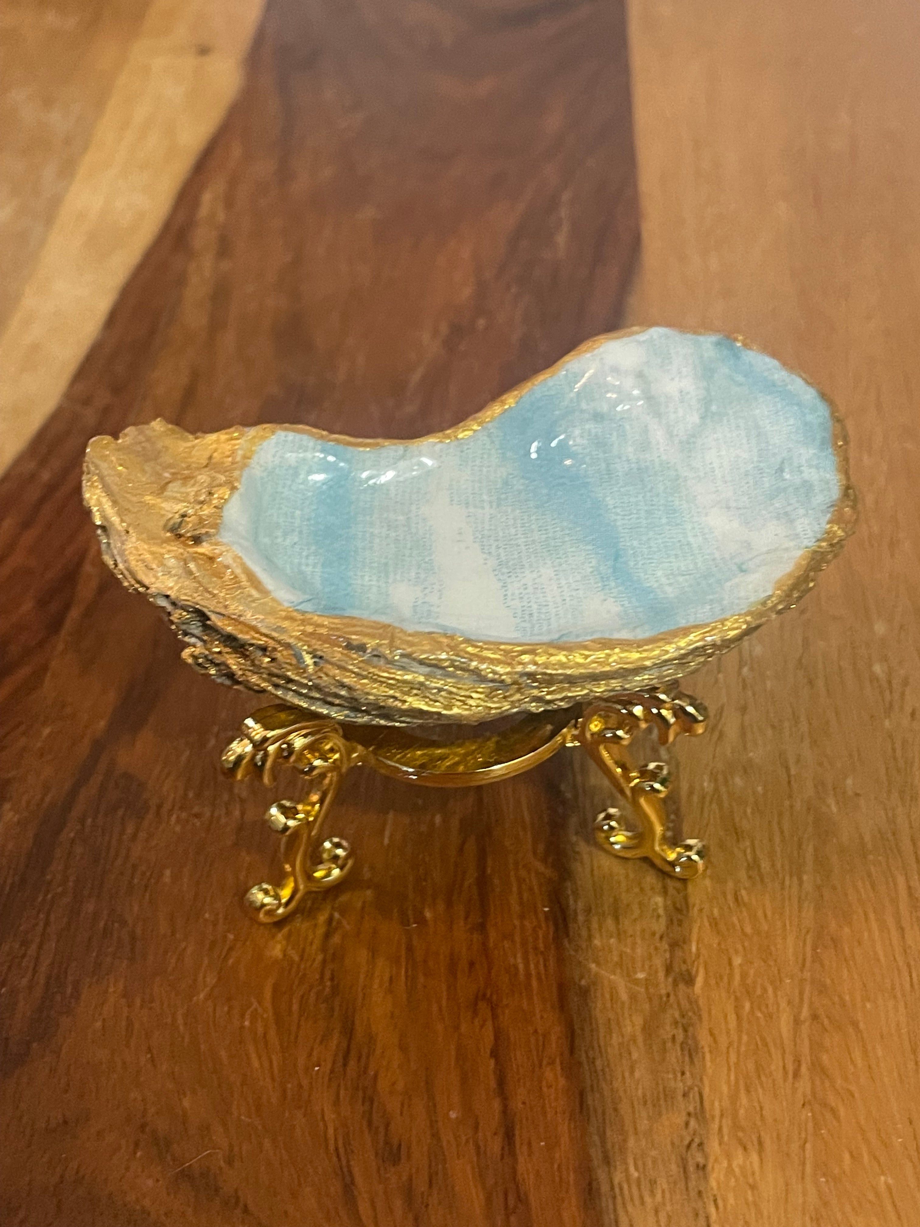Gilded oyster trinket dish The Shoreline Curio design by The Golden Shoreline"