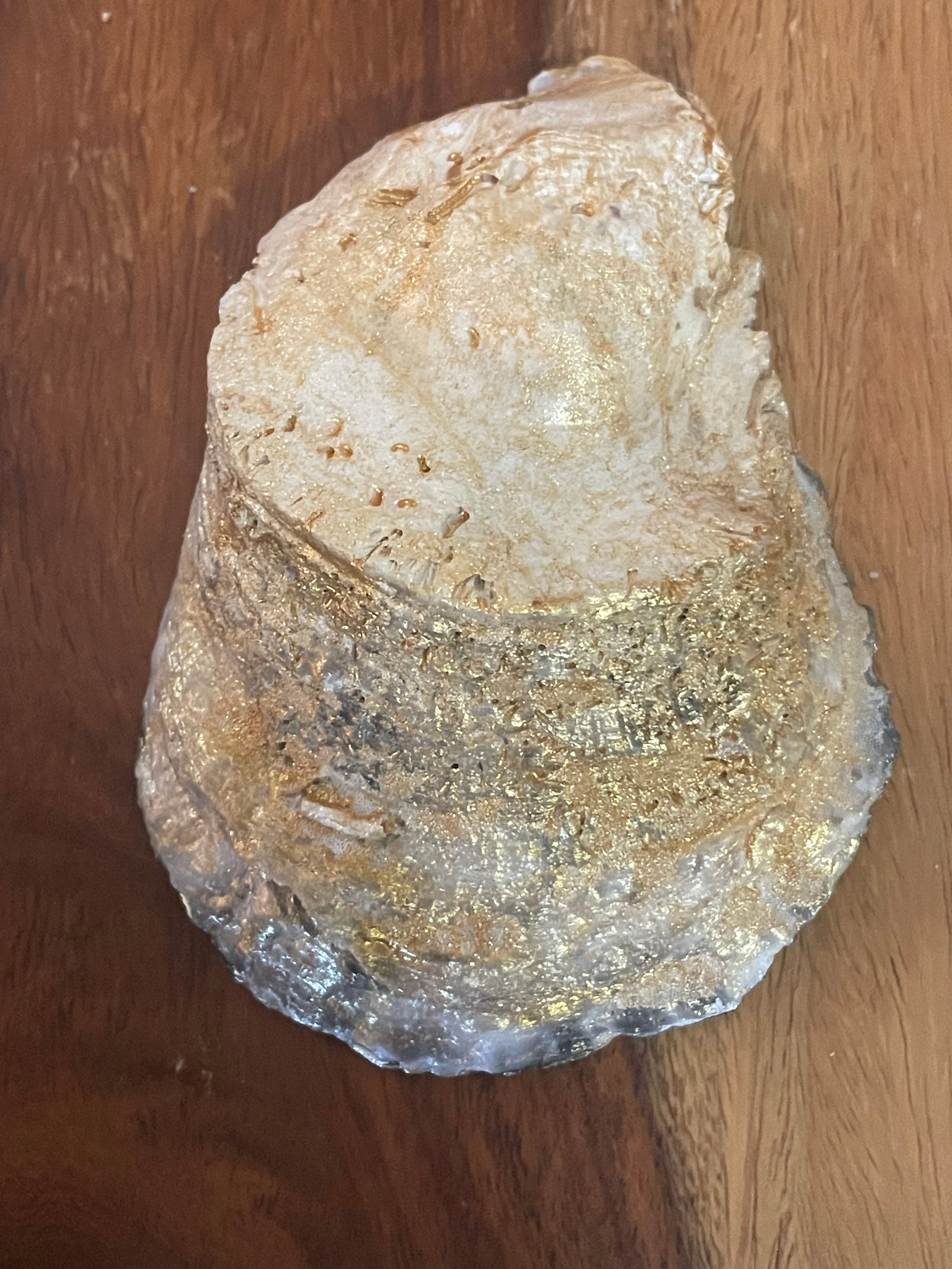 Midnight Tide-Gilded Oyster Trinket Dish