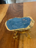 "Gilded oyster trinket dish Midnight Tide design by The Golden Shoreline"