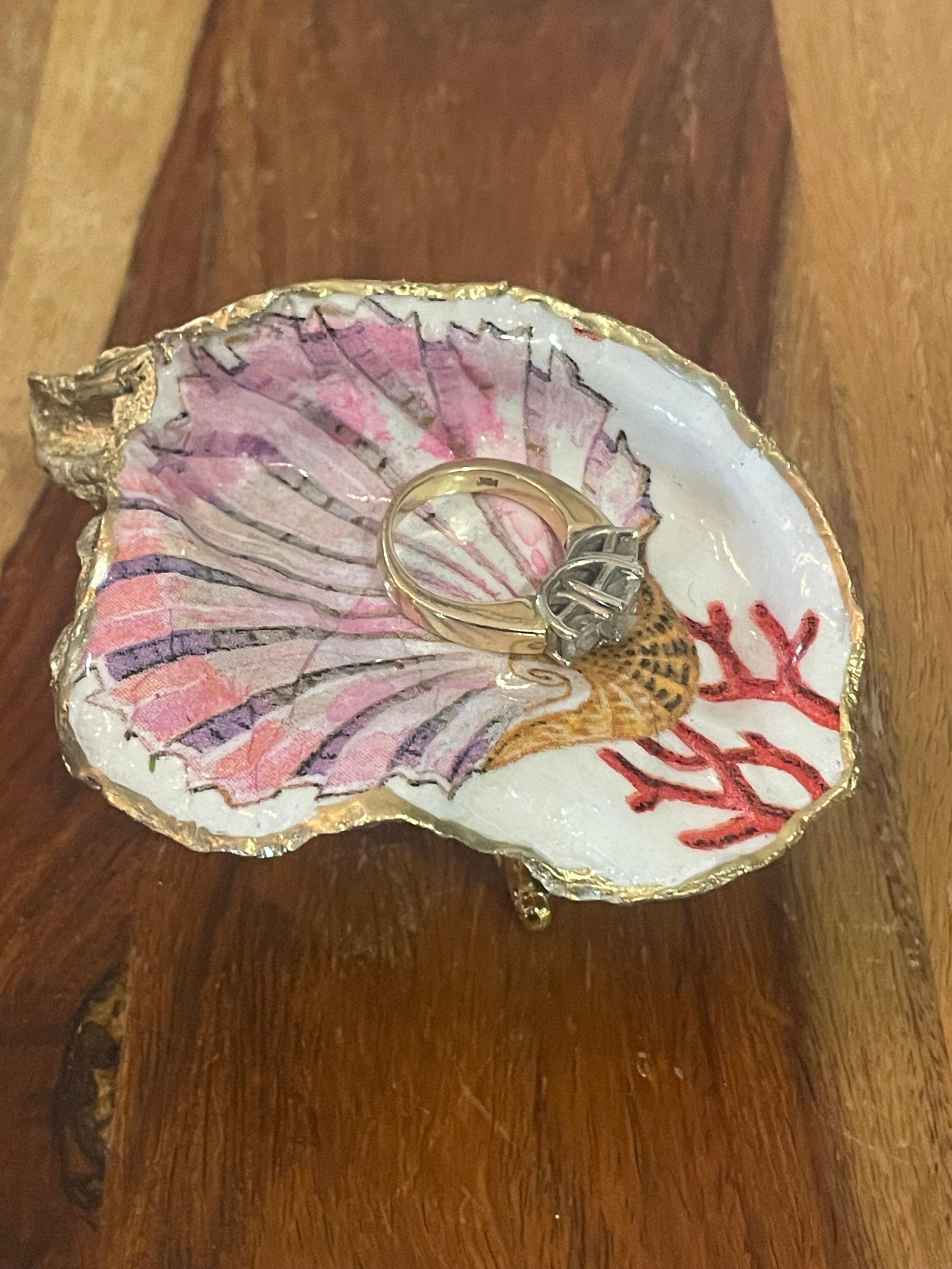 Coral Fan-Gilded Oyster Trinket Dish