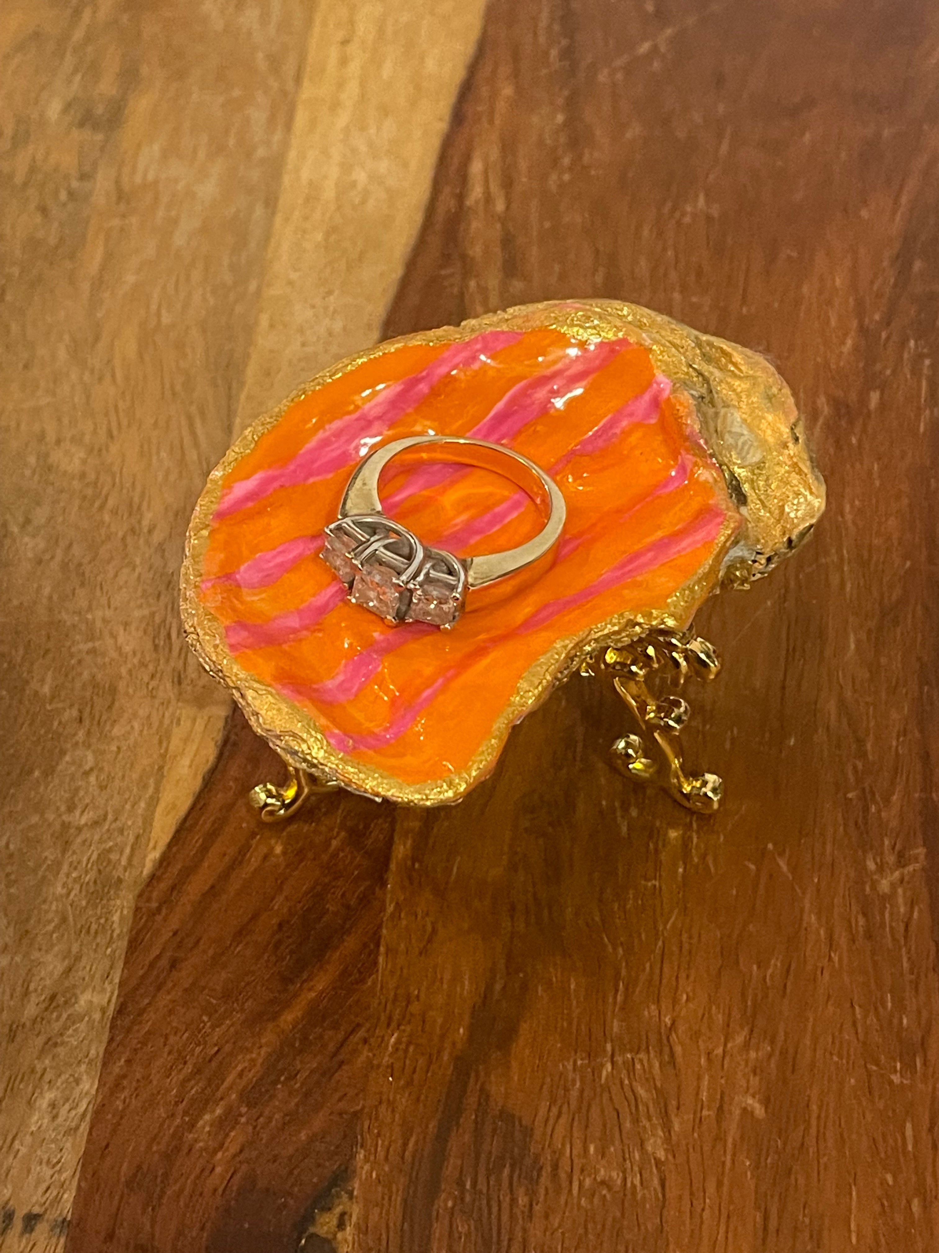 The Sunset Stripe-Gilded Oyster Trinket Dish