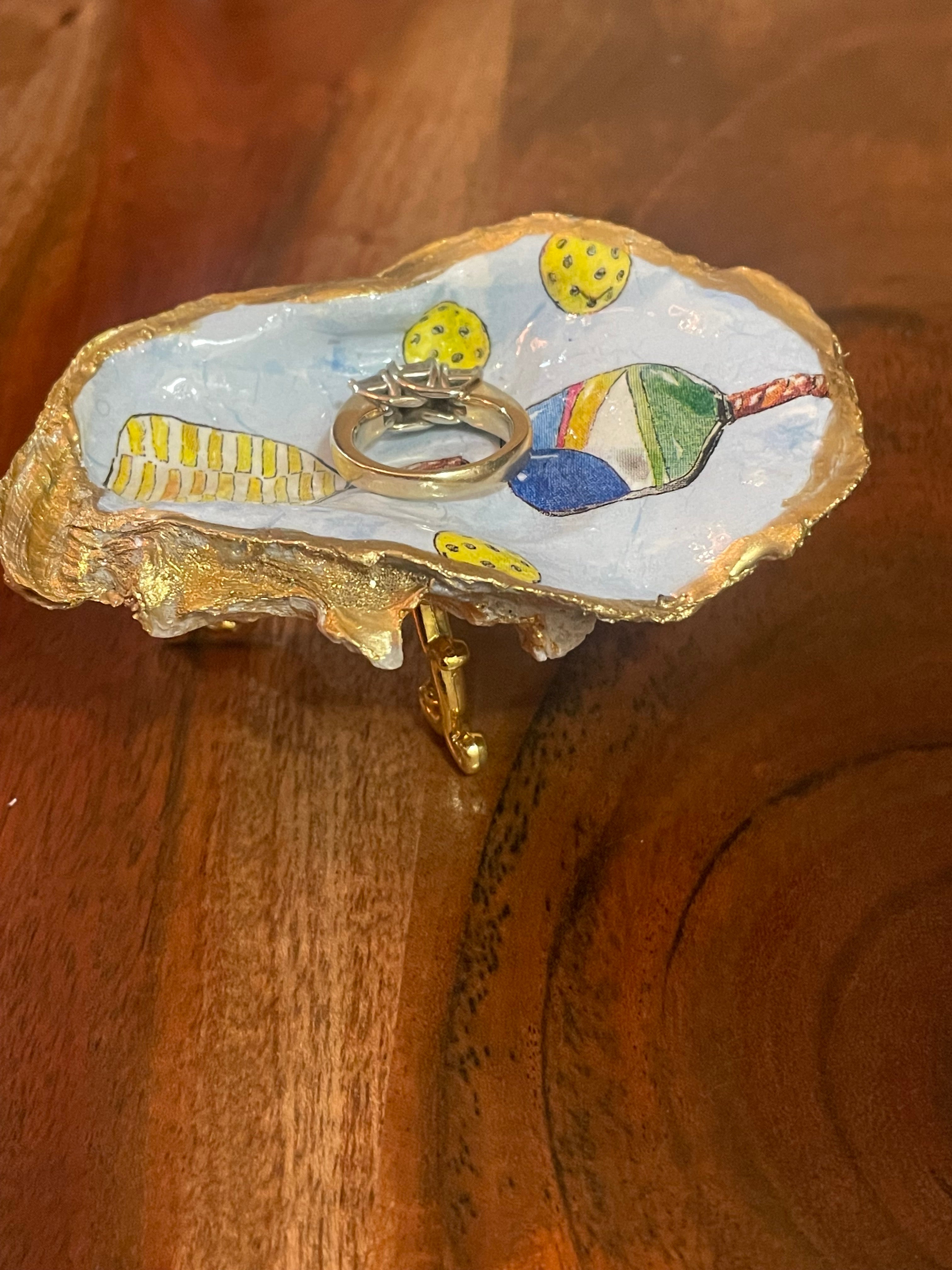 Pickleball Rally-Gilded Oyster Trinket Dish