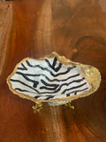 Gilded oyster trinket dish The Midnight Stripe design by The Golden Shoreline"