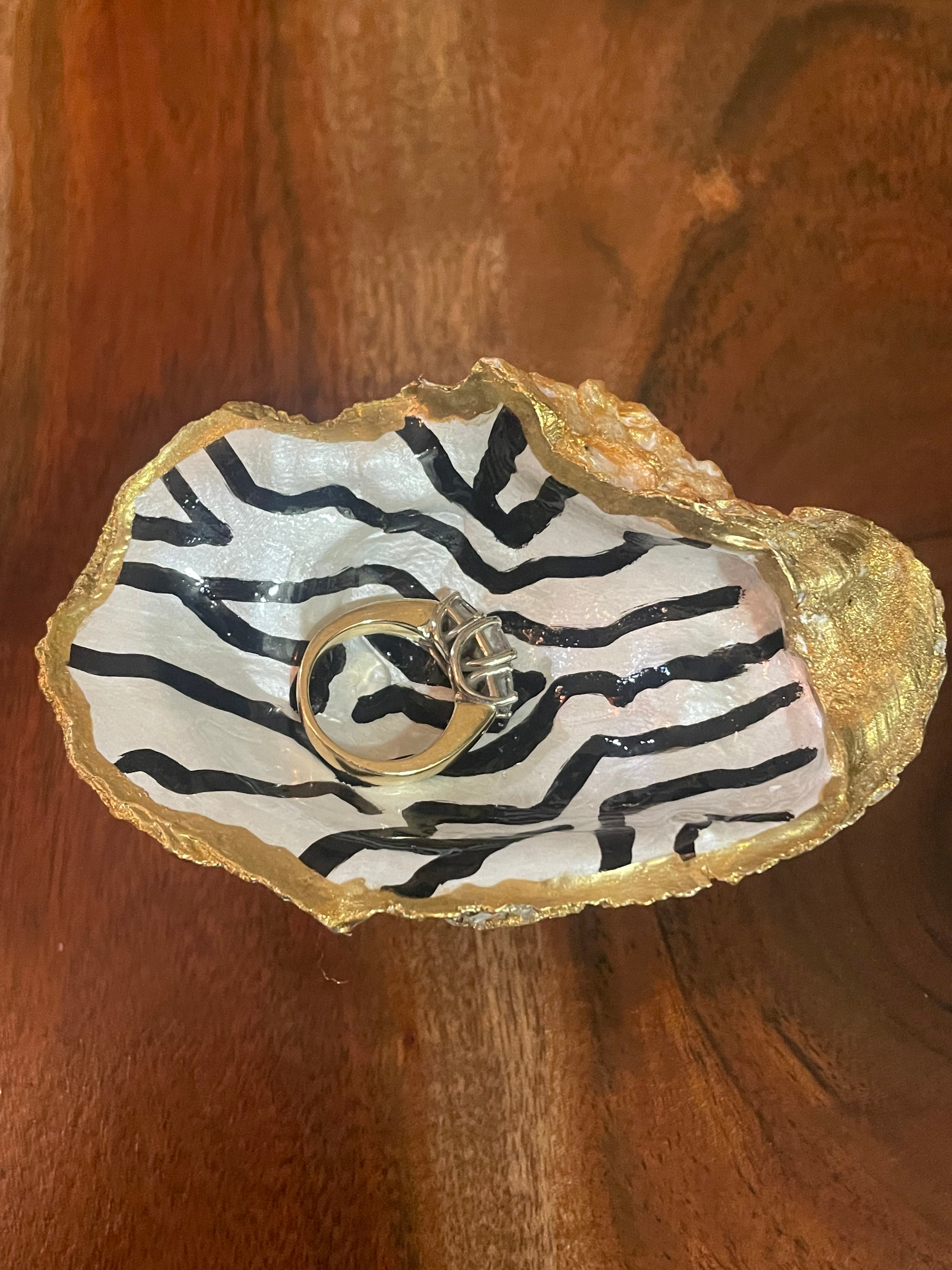 The Midnight Stripe-Gilded Oyster Trinket Dish