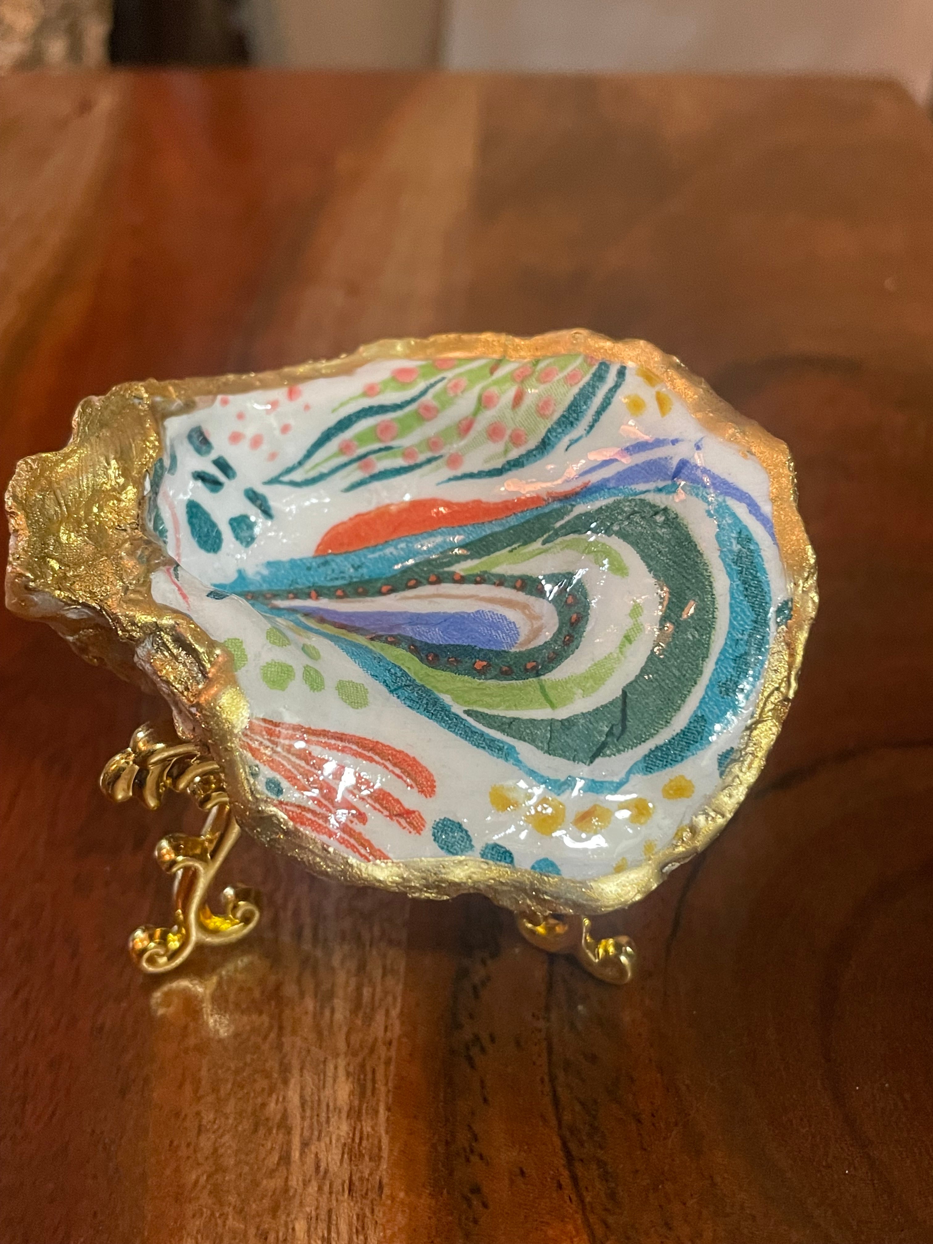 Gilded oyster trinket dish The Reef Abstract design by The Golden Shoreline"