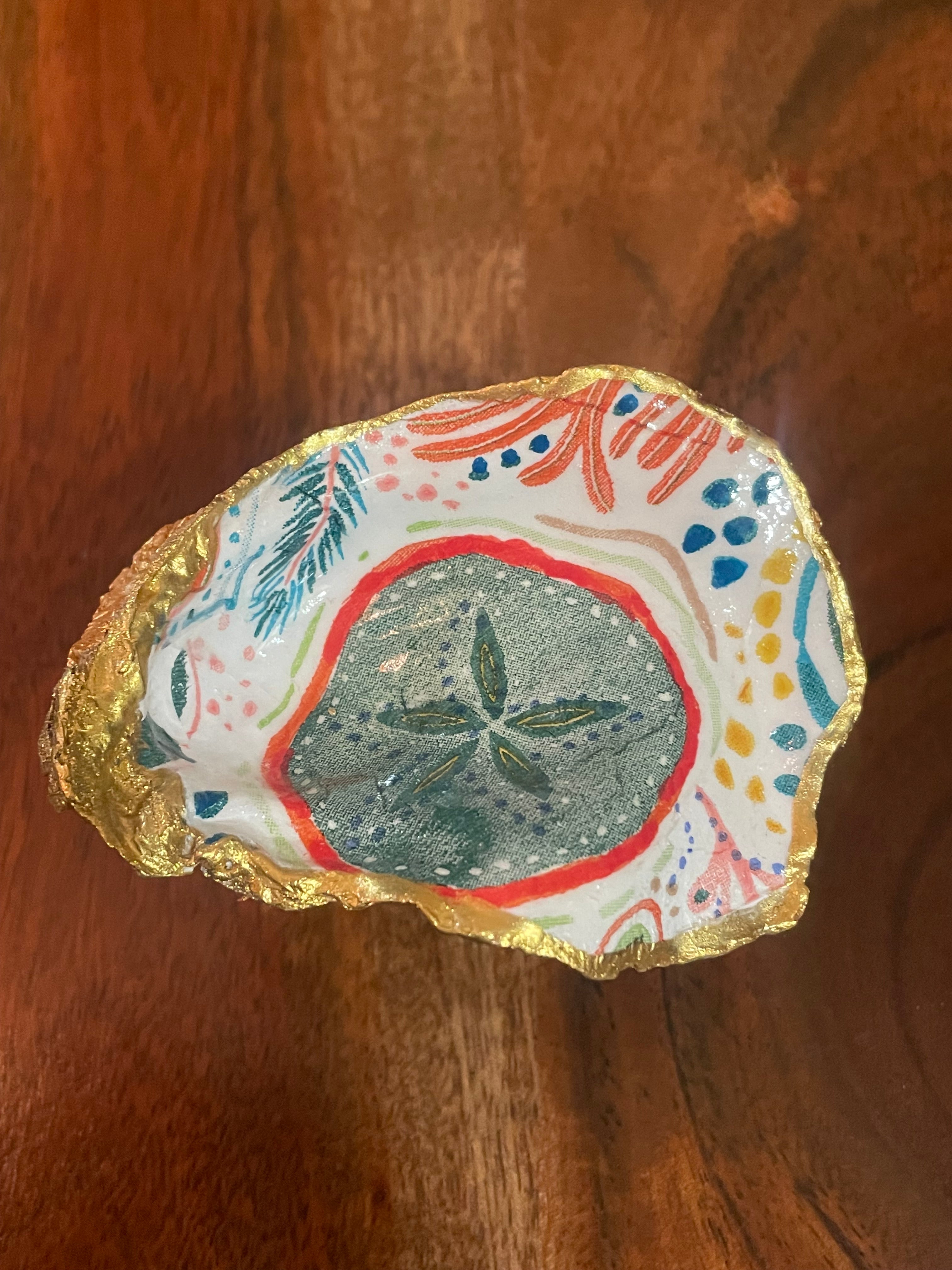 Gilded oyster trinket dish The Sand Dollar Abstract design by The Golden Shoreline"