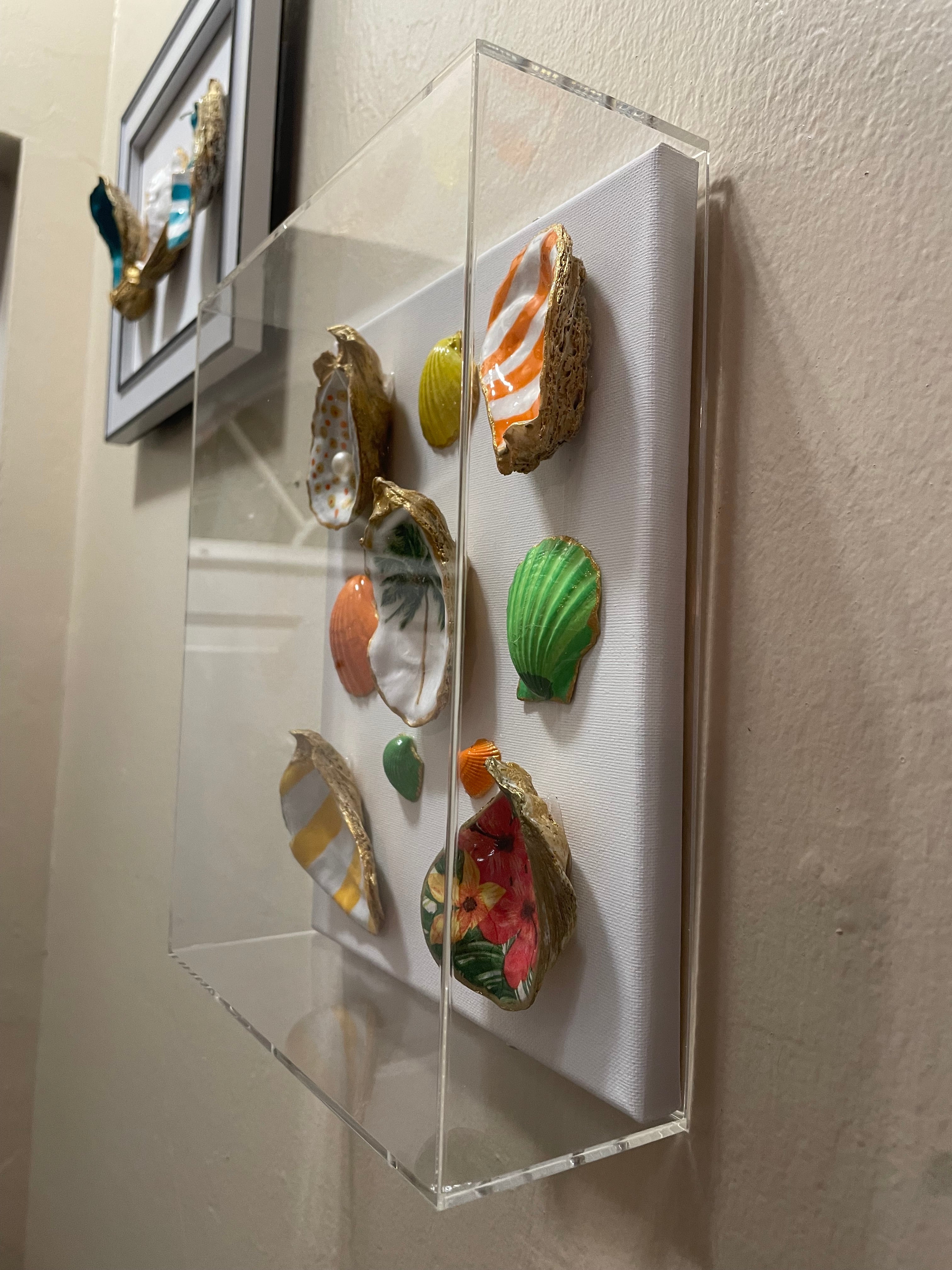 Sun-Drenched Shoreline-Gilded Shell Shadowbox