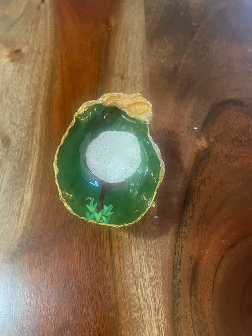 Gilded oyster trinket The 19th Hole Emerald Green Edition golf gift by The Golden Shoreline"