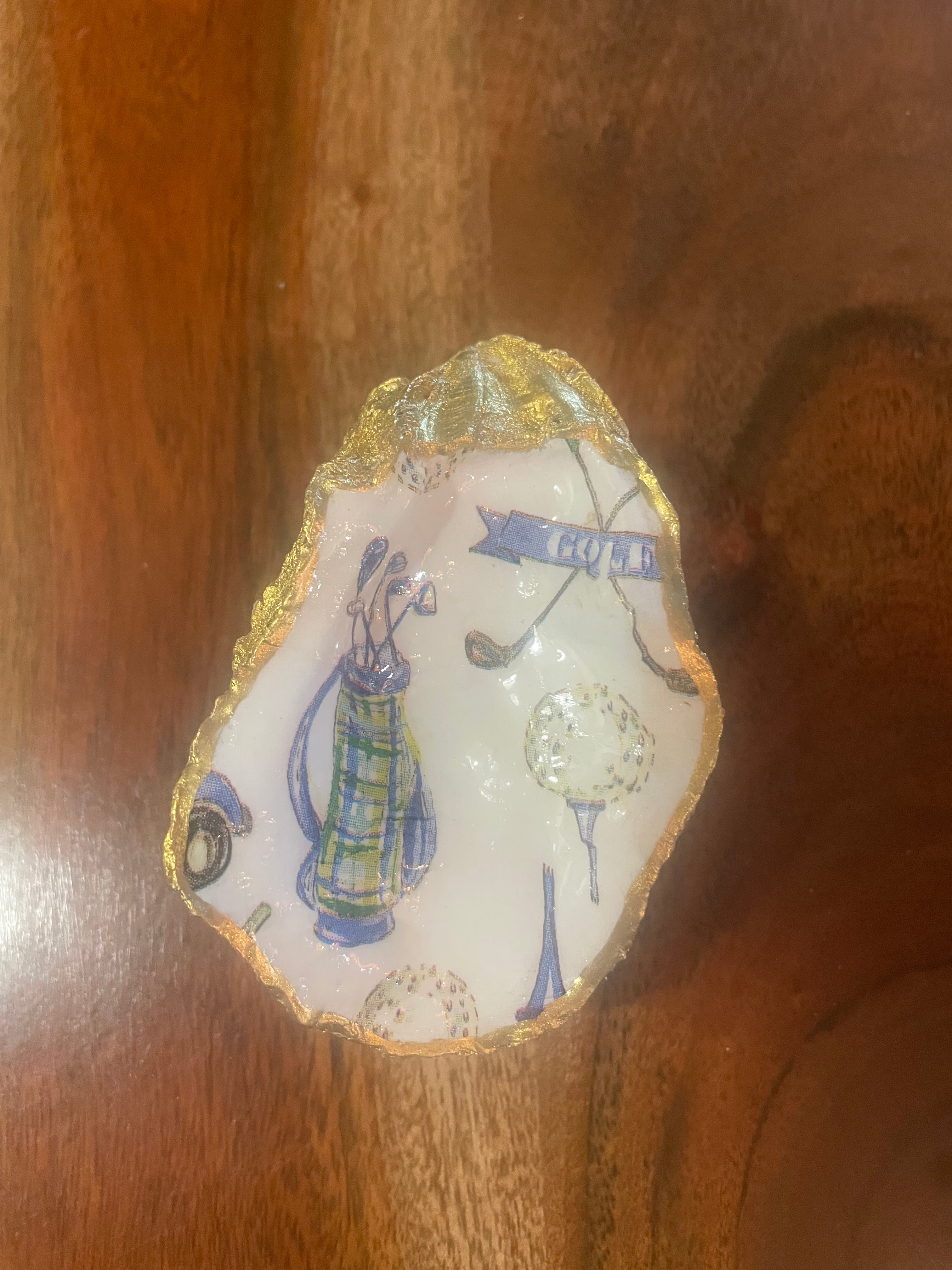 Gilded oyster trinket The 19th Hole Keepsake golf gift by The Golden Shoreline"