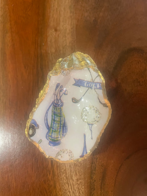 Gilded oyster trinket The 19th Hole Keepsake golf gift by The Golden Shoreline"