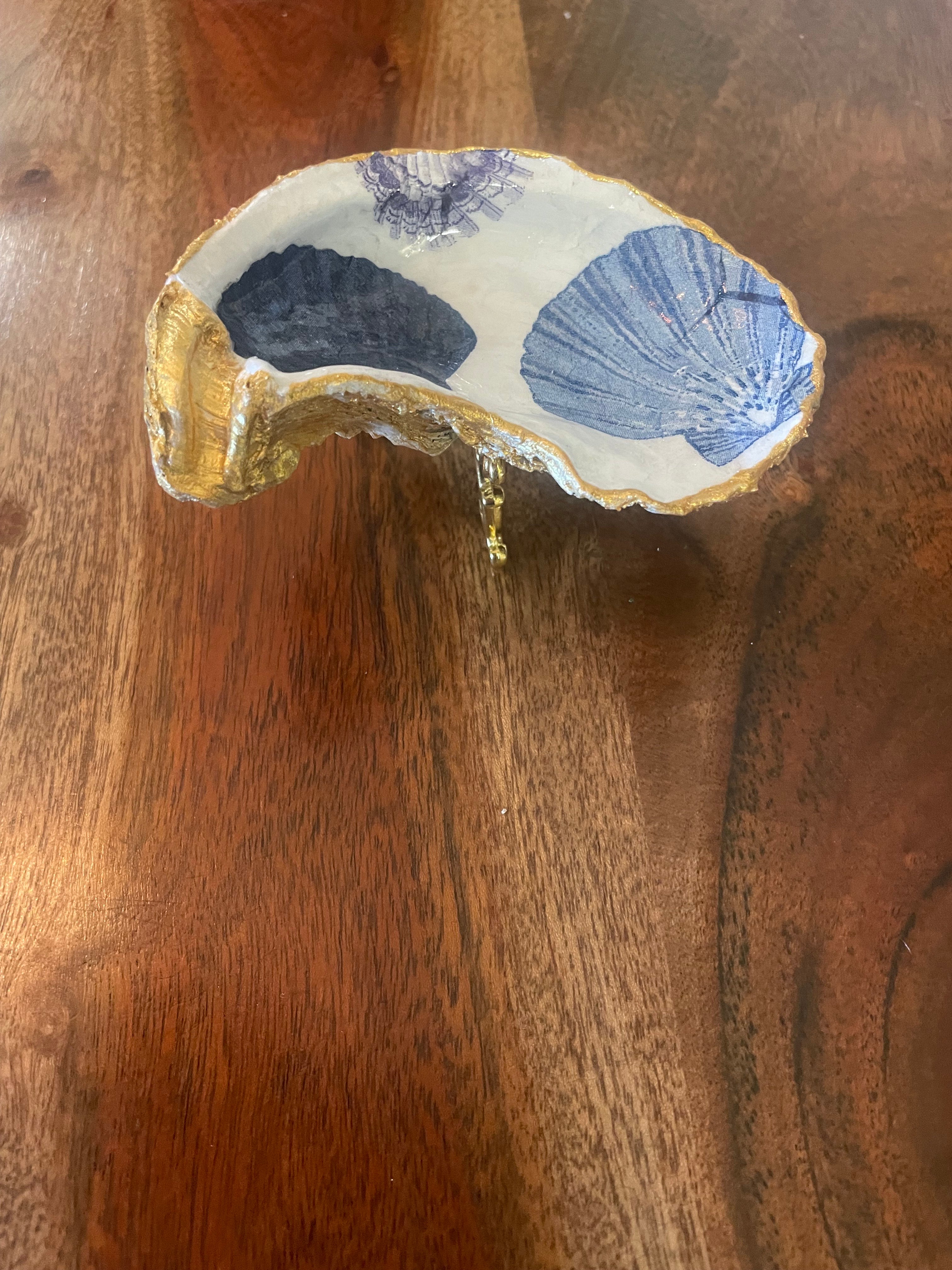 Cobalt Currents Oyster-Gilded Oyster Trinket Dish