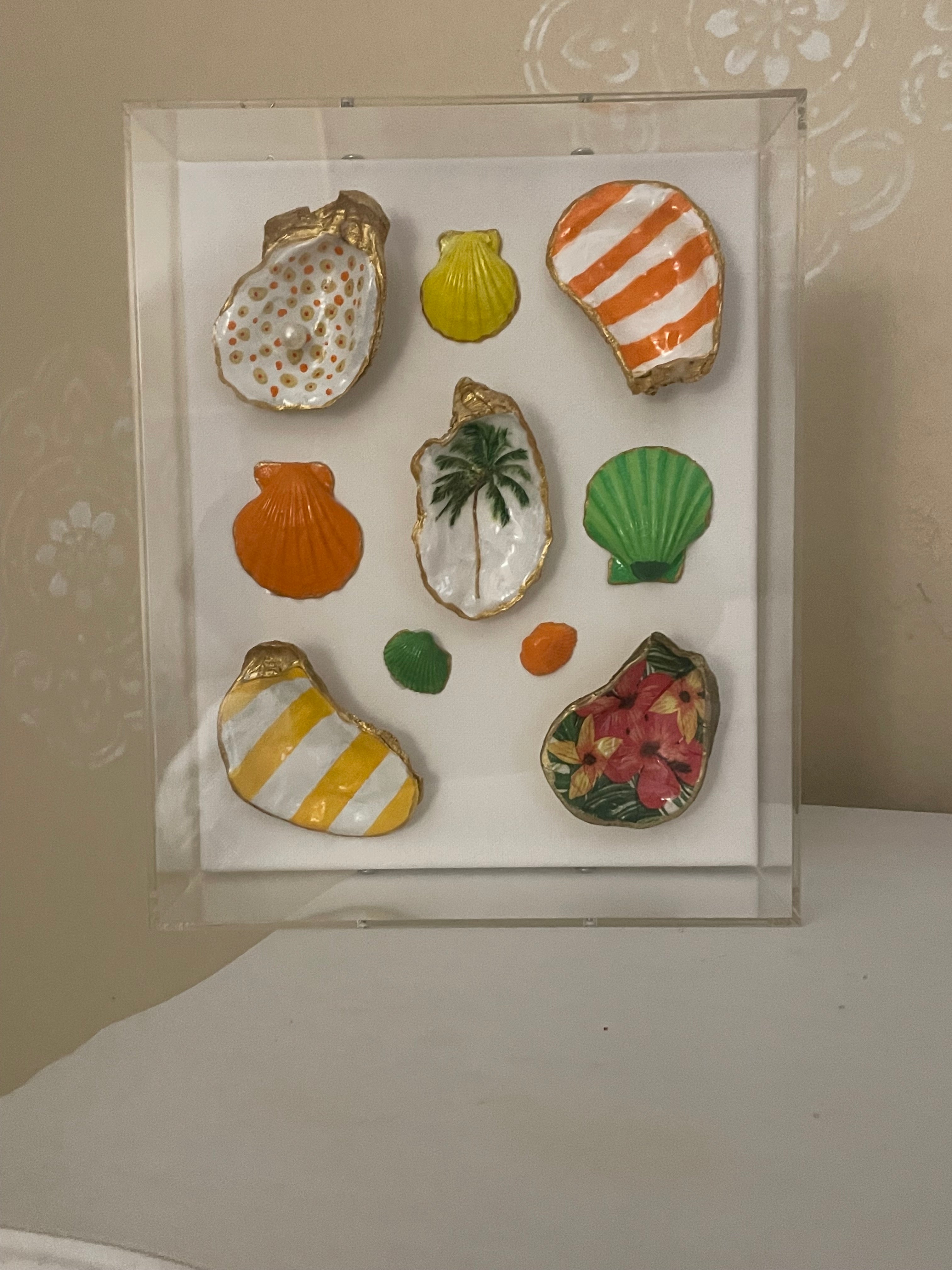 Sun-Drenched Shoreline-Gilded Shell Shadowbox