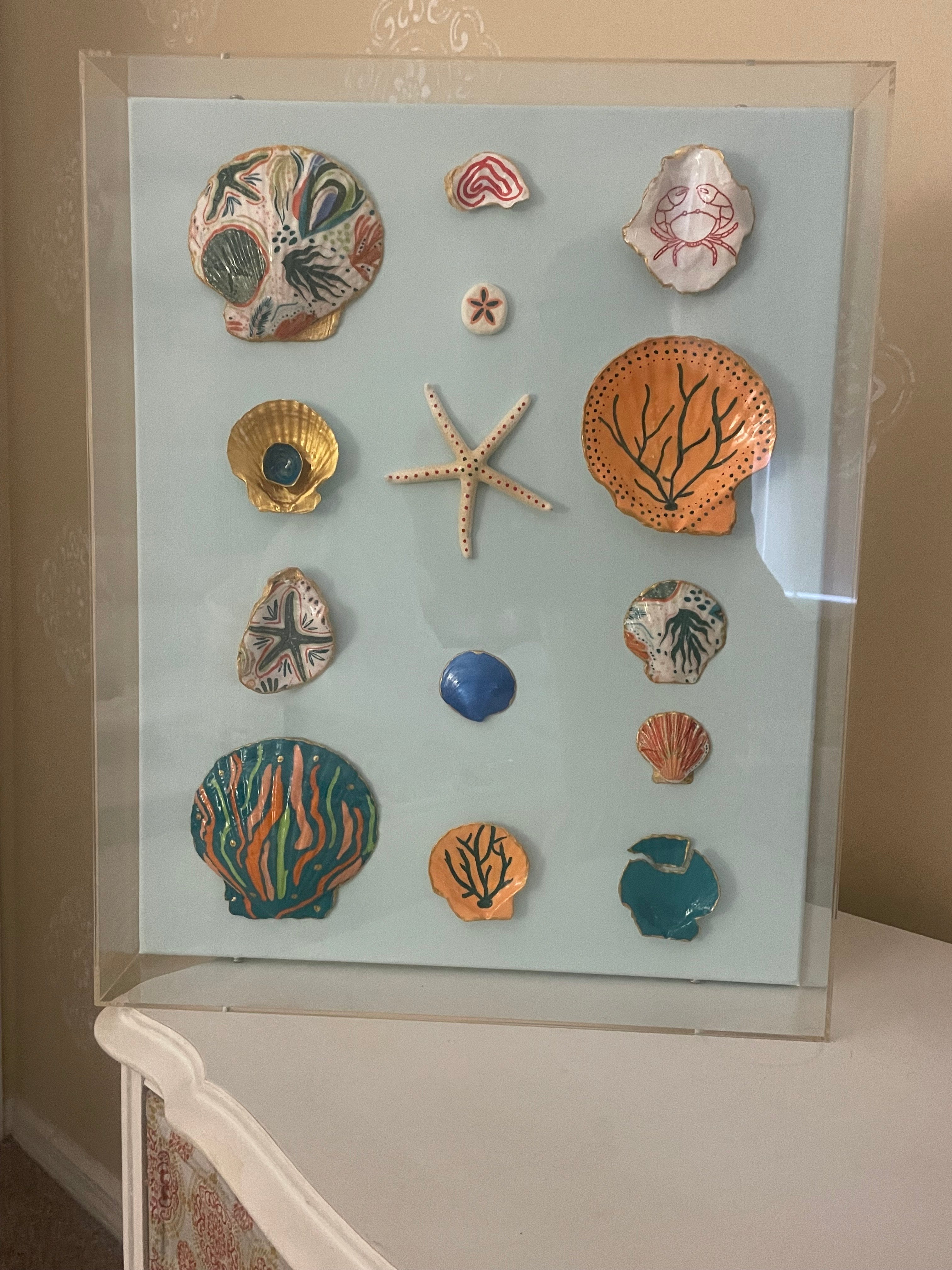 The Tidal Gallery: Hand-Painted Shell Collection Shadowbox