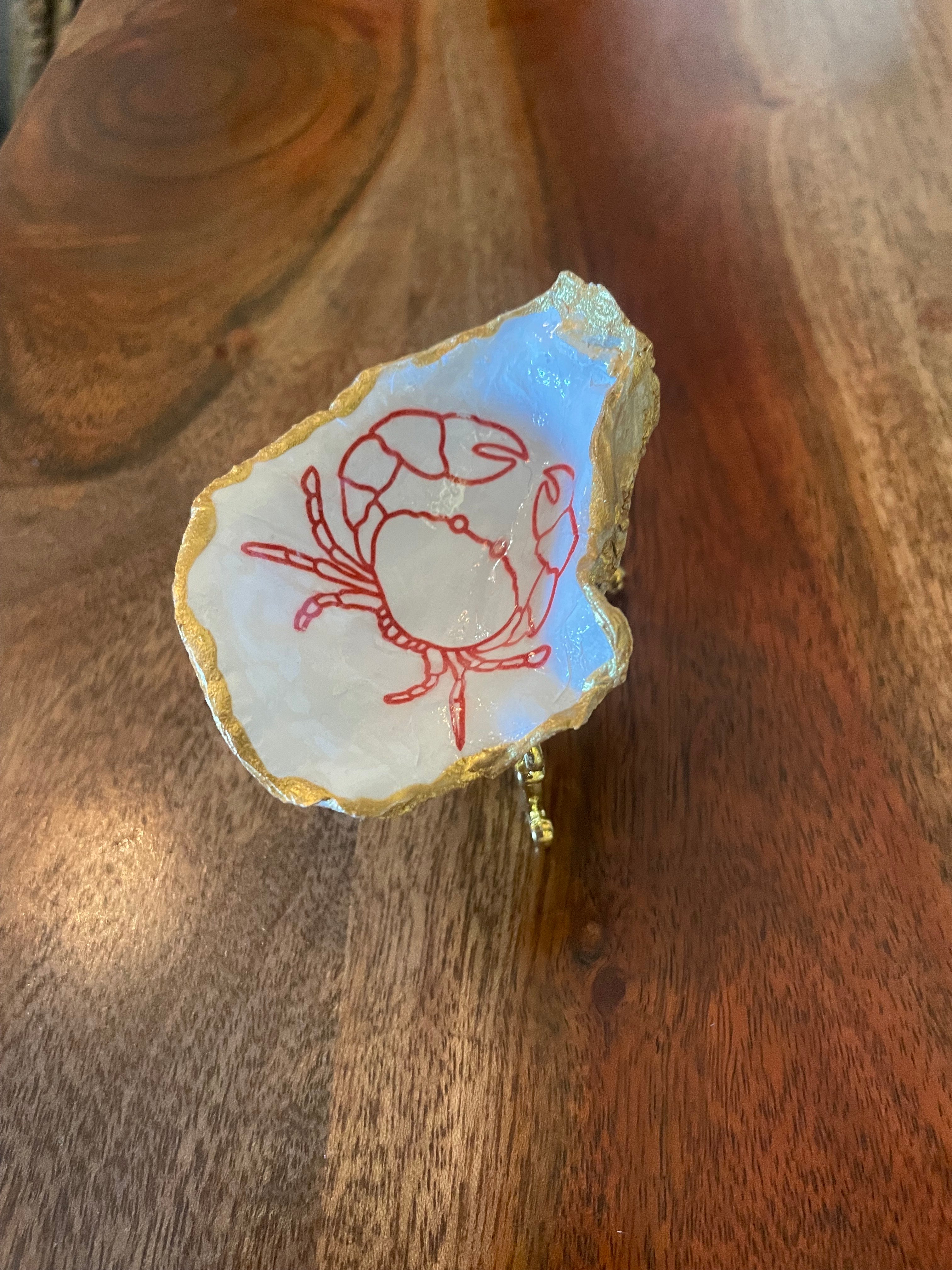 Red Crab- Gilded Oyster Trinket Dish