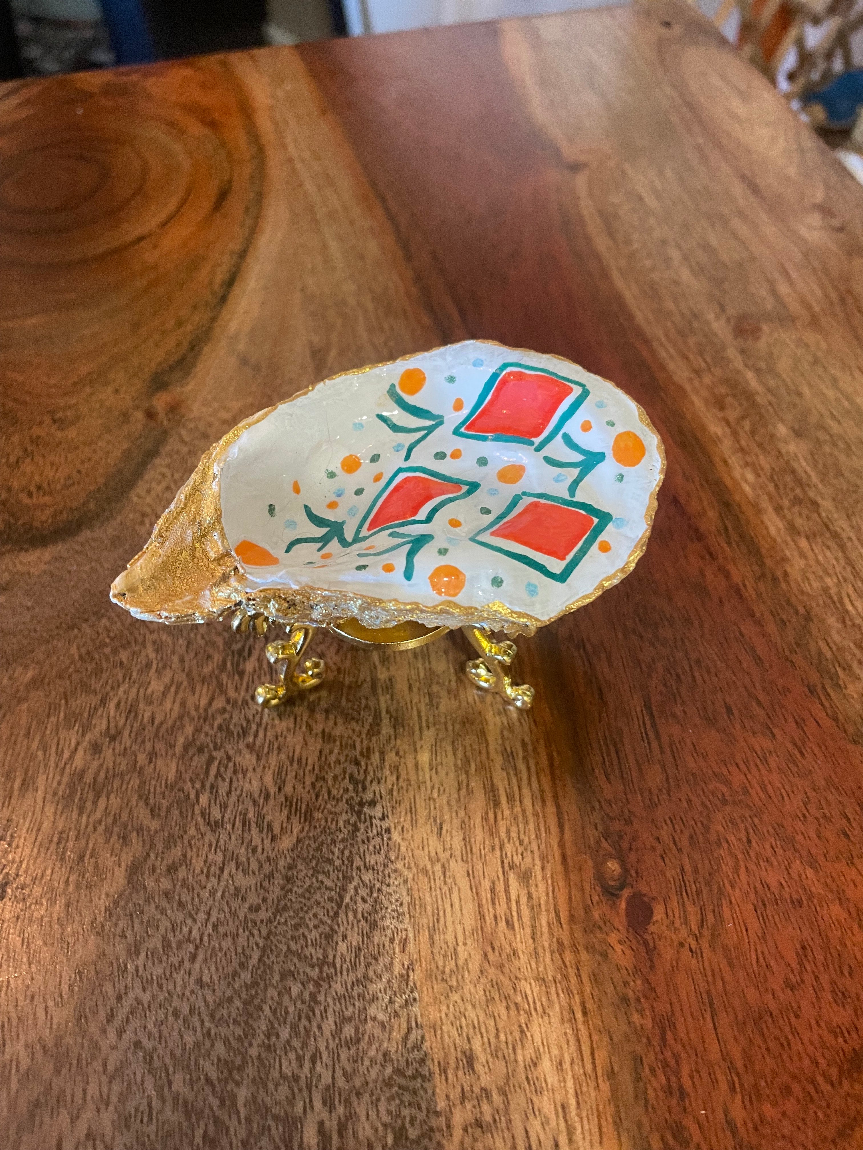 Retro Tiles- Gilded Oyster Trinket Dish