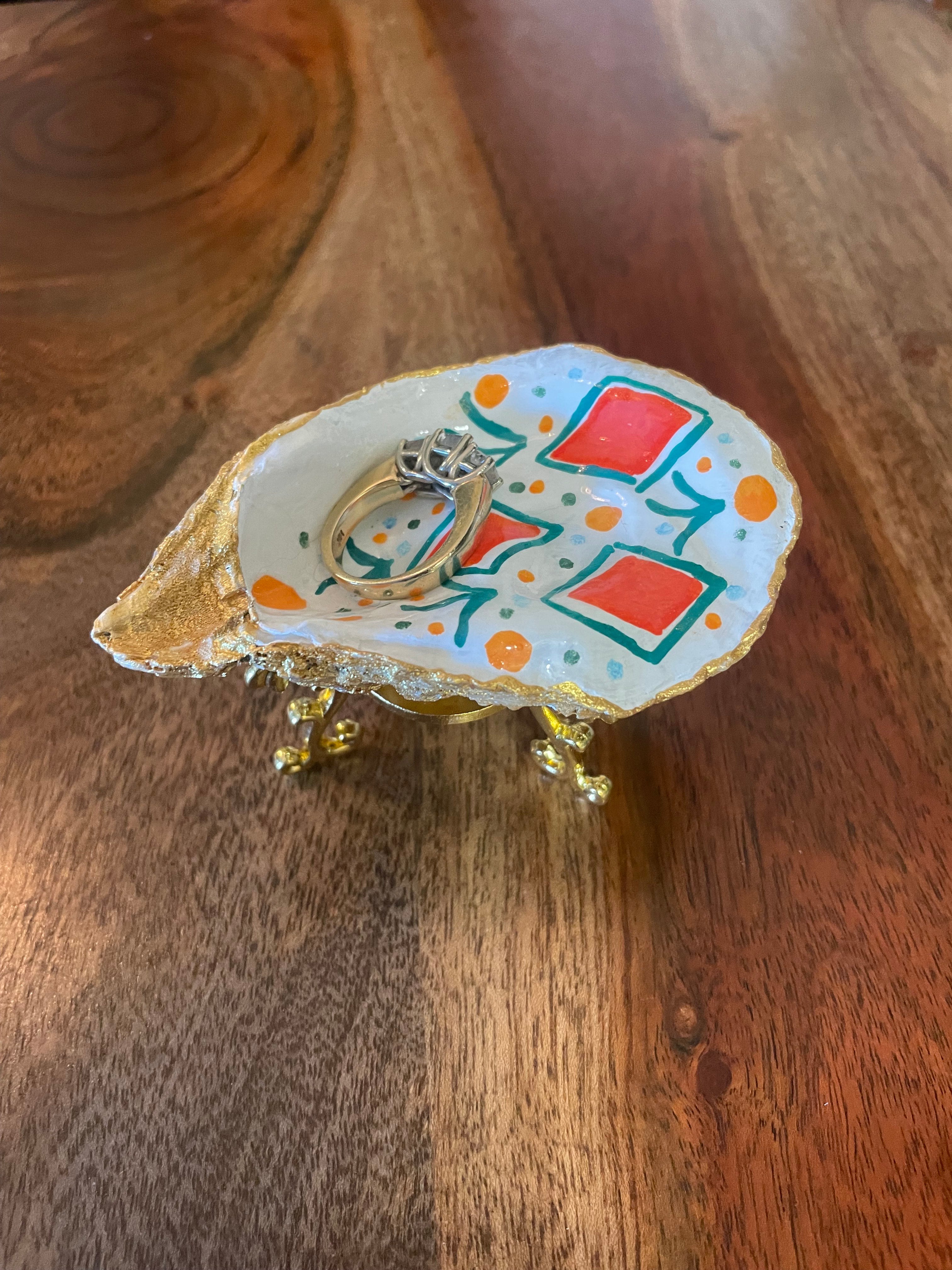 Retro Tiles- Gilded Oyster Trinket Dish