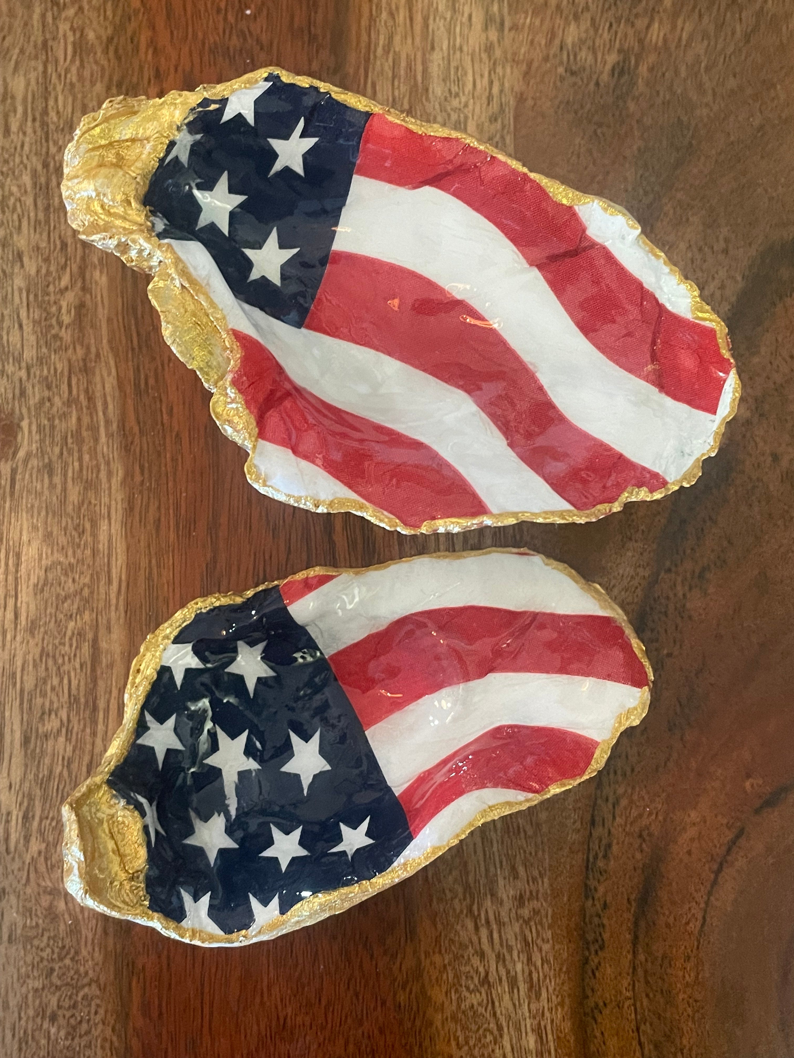 Old Glory- Gilded Oyster Trinket Dish