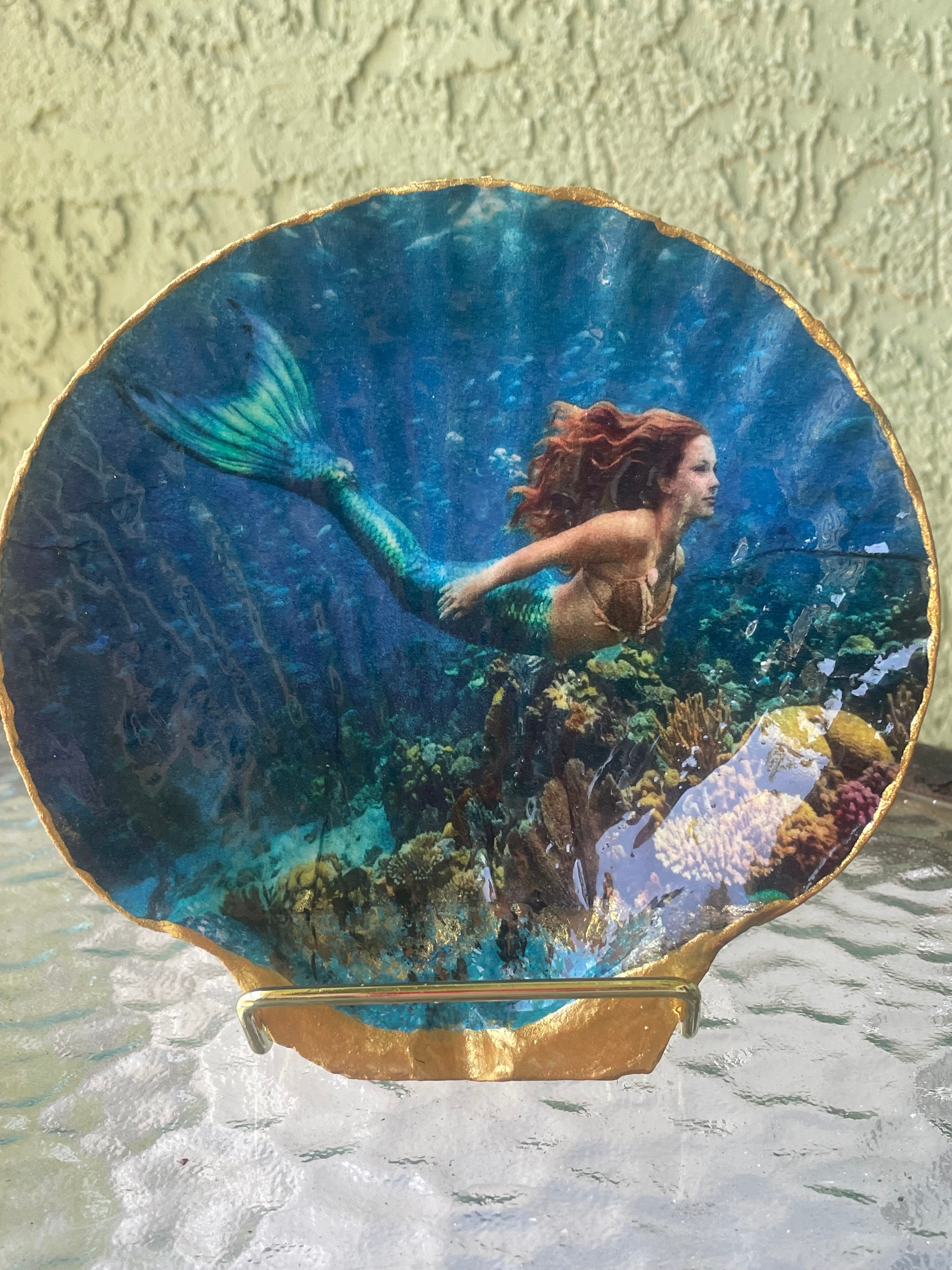 The Siren's Reef Handcrafted Gilded Shell Art