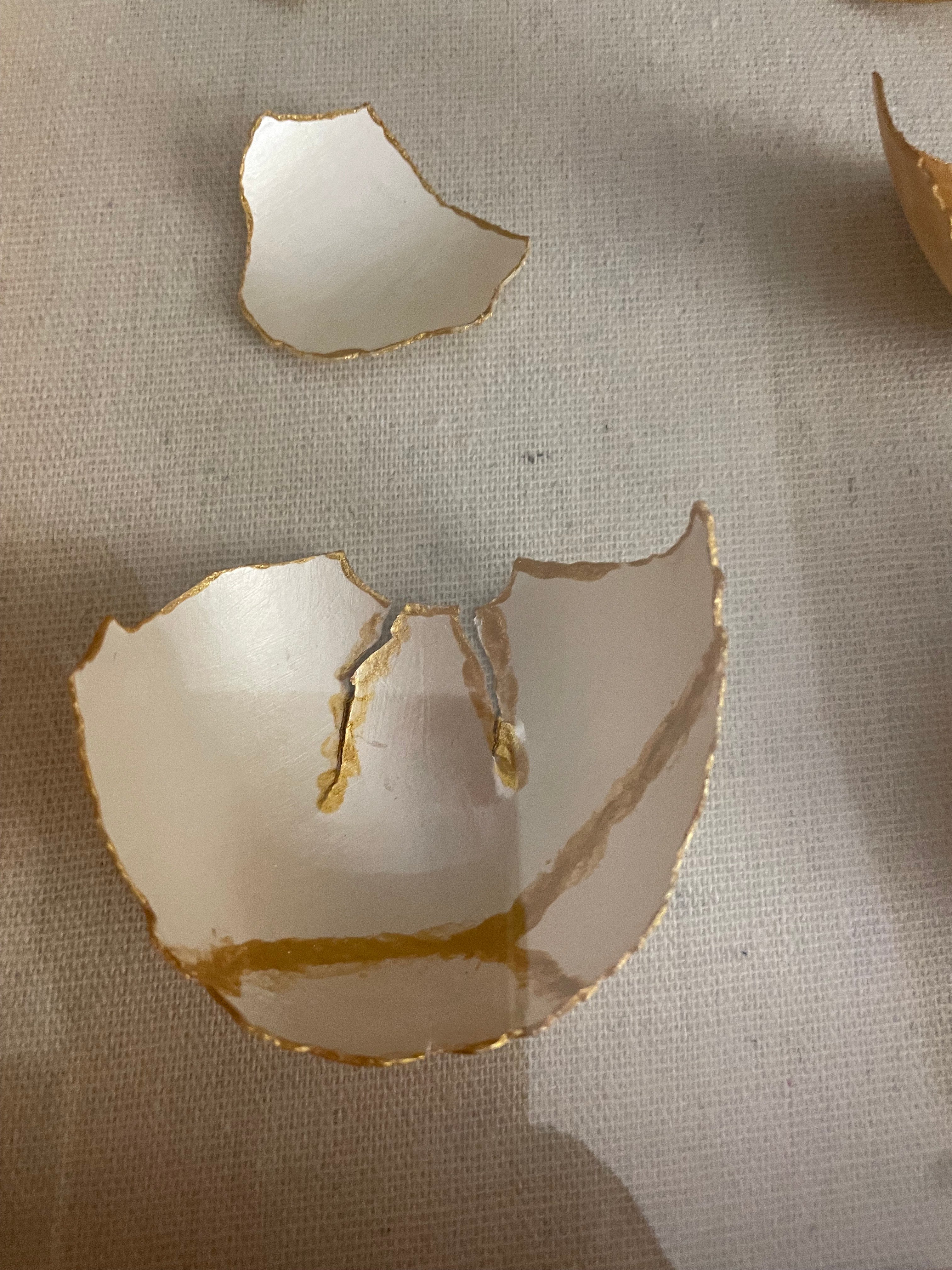 Kintsugi Goose Egg Shadow Box-Gilded Eggshell Kintsugi