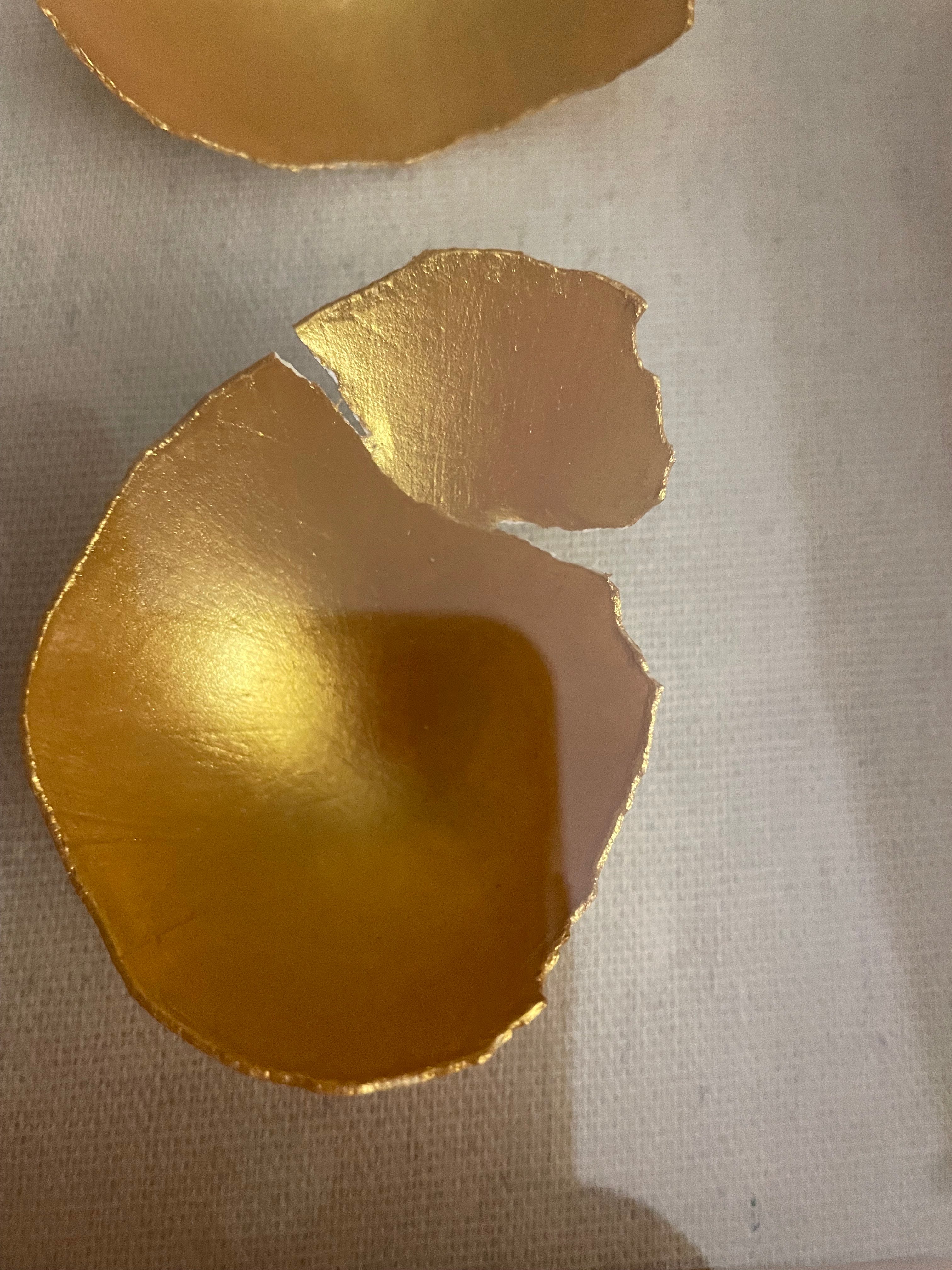 Kintsugi Goose Egg Shadow Box-Gilded Eggshell Kintsugi
