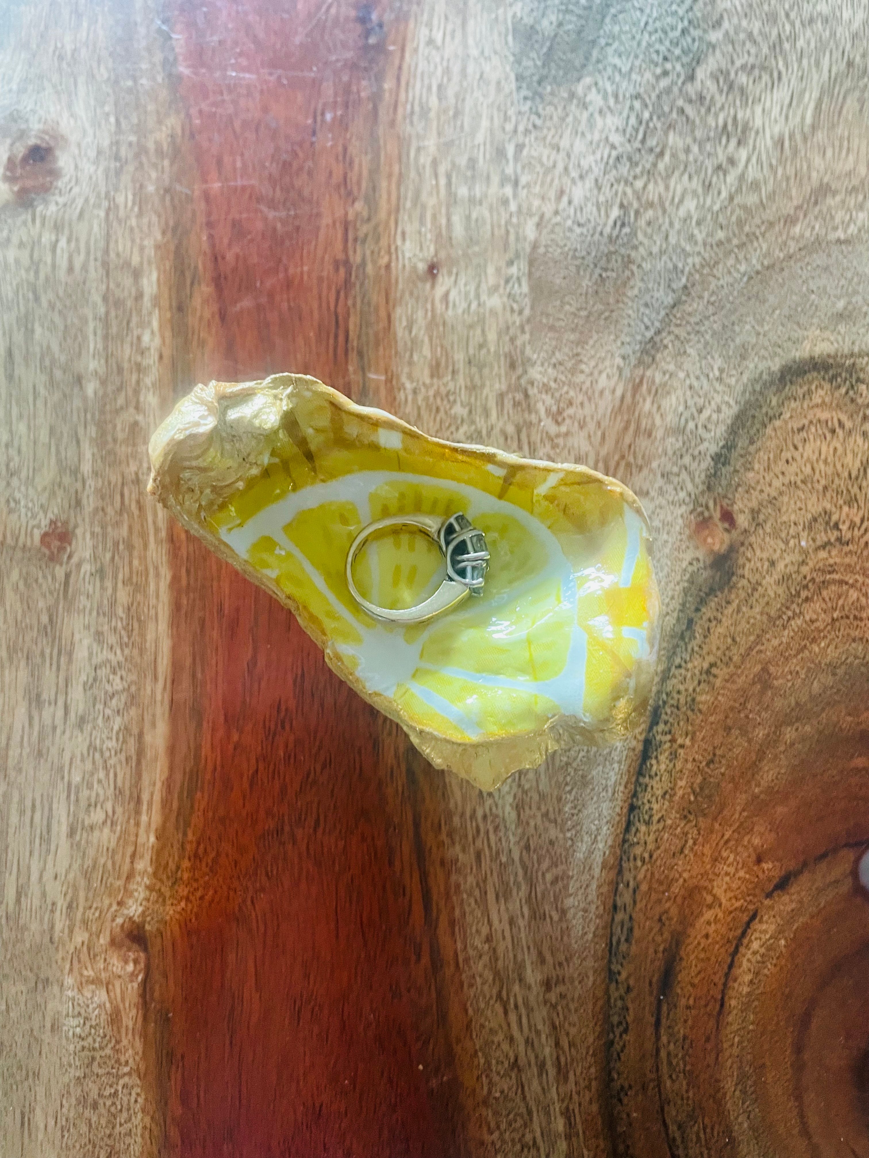 Lemon Zest-Gilded Oyster Trinket Dish