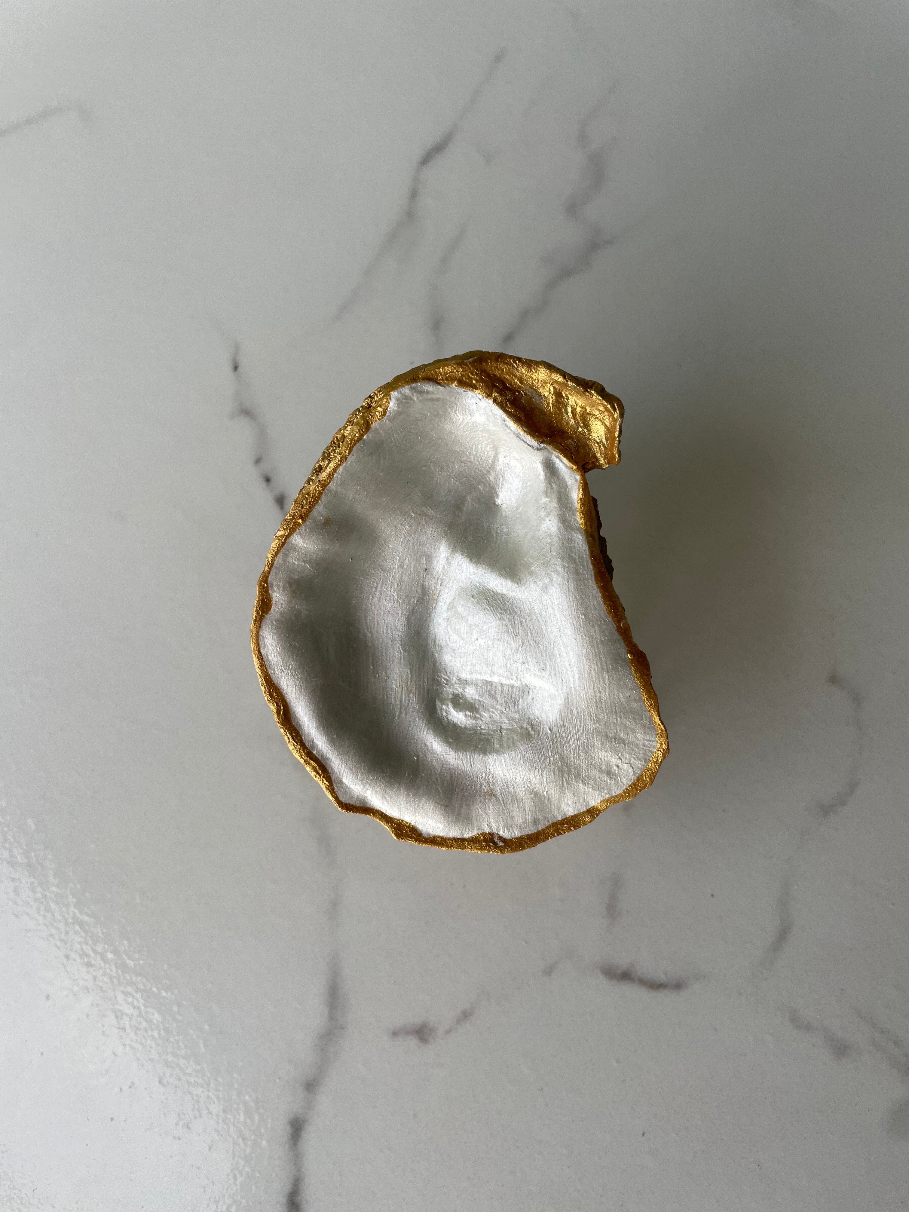 Pearlie gilded oyster shell trinket dish with gold paint accent