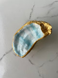 Curio gilded oyster shell trinket dish with gold paint accent