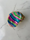 Tropical Stripe gilded oyster shell trinket dish with gold paint accent
