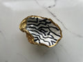 Midnight Stripe gilded oyster shell trinket dish with gold paint accent