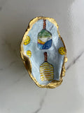 Pickleball Rally gilded oyster shell trinket dish with gold paint accent