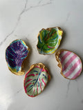 Monstera Collection gilded oyster shell trinket dishes — group display