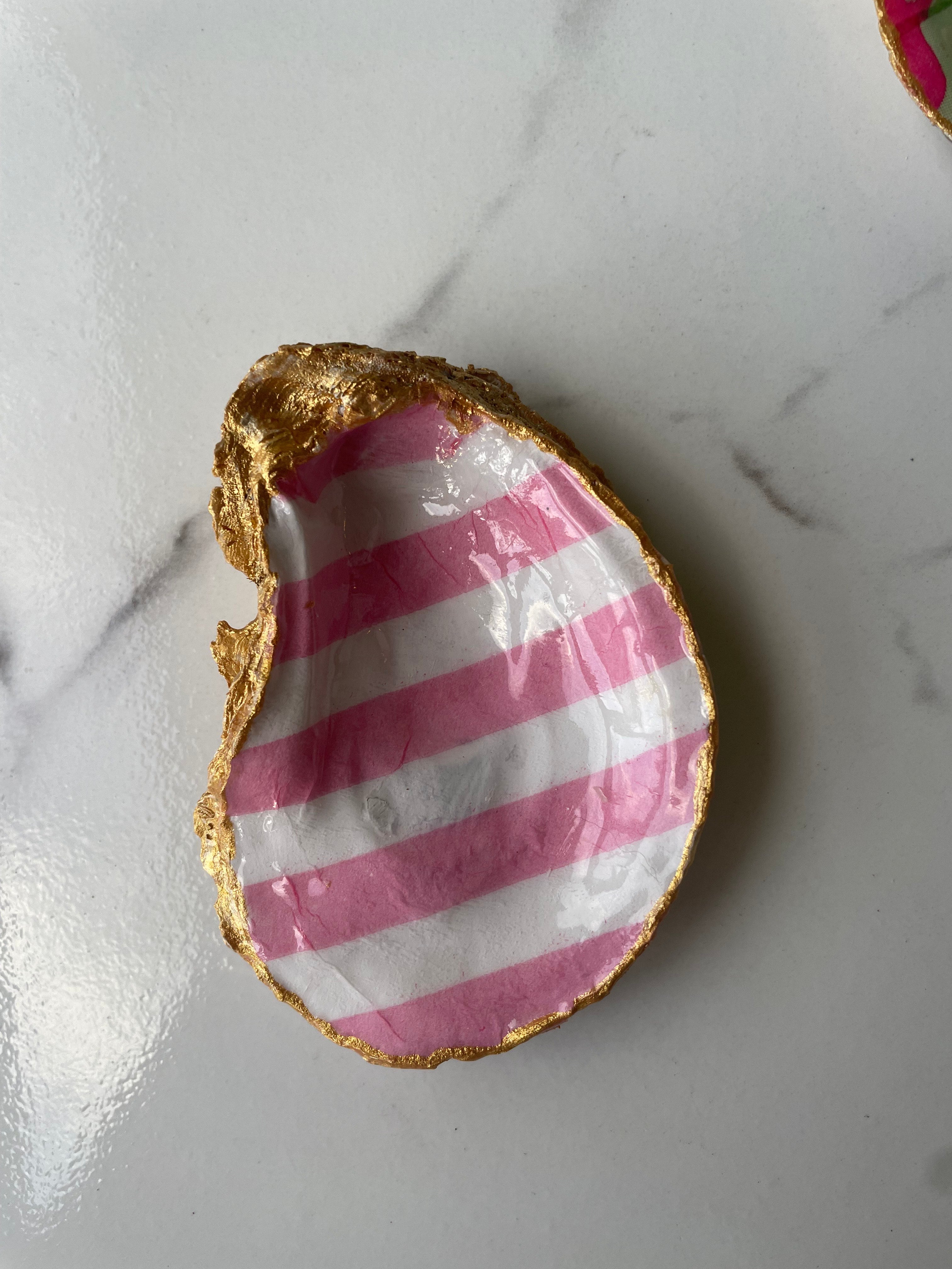 Monstera Collection gilded oyster shell trinket dish with gold paint accent