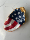 Old Glory gilded oyster shell trinket dish with gold paint accent