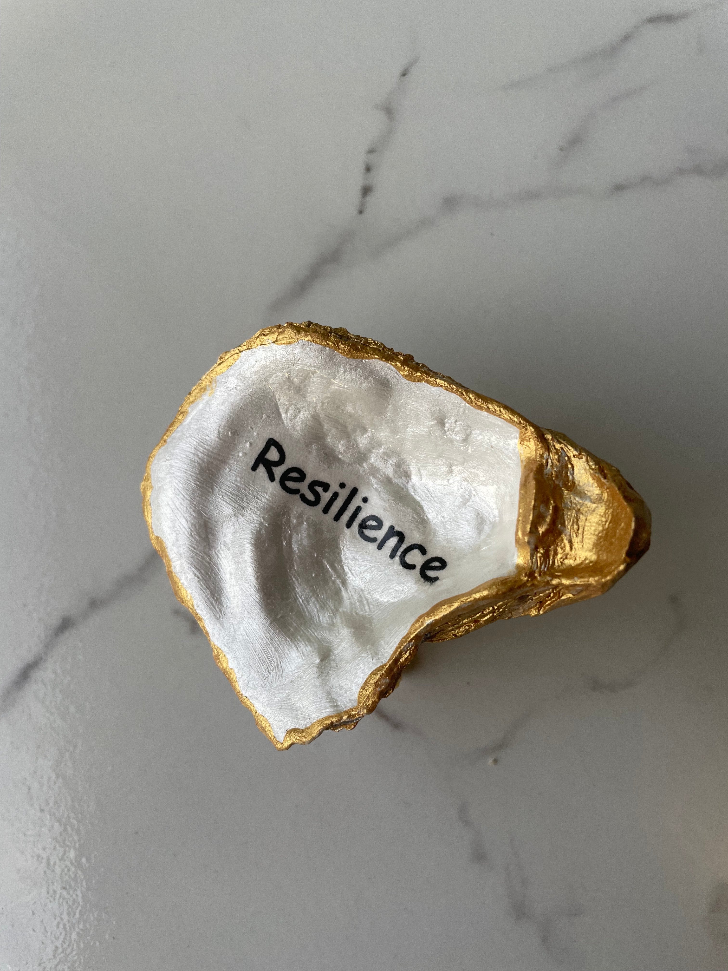 Coastal Mindfulness gilded oyster shell trinket dish 