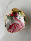 Flaming gilded oyster shell trinket dish with gold paint accent
