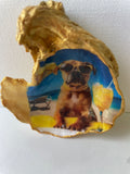 Hero shot of Boxer Paradise gilded oyster shell  dish with gold paint edging.