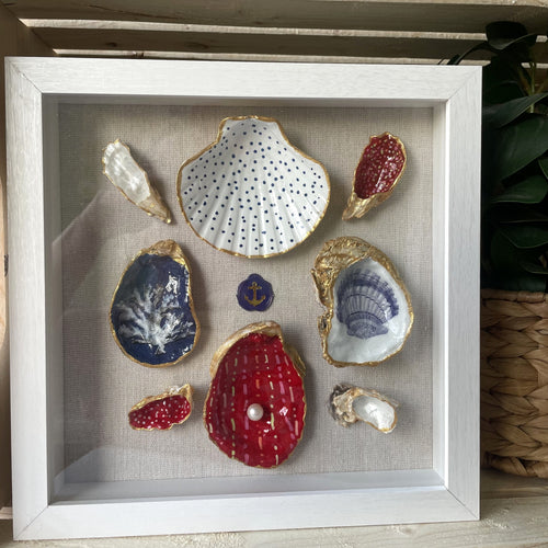 Anchors Aweigh gilded shell shadowbox coastal wall art by The Golden Shoreline"