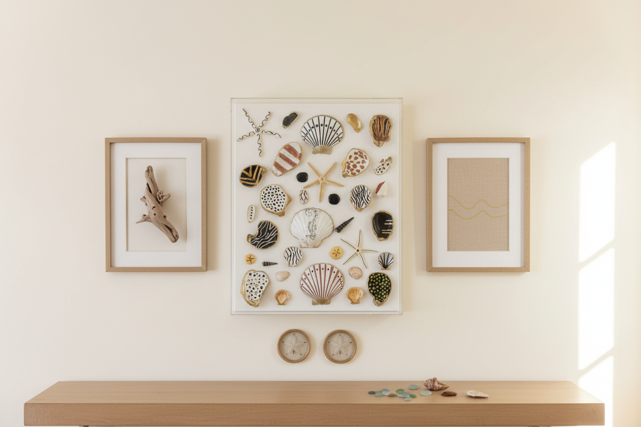 he Curated Coast hand-painted shell specimen gallery coastal art by The Golden Shoreline"